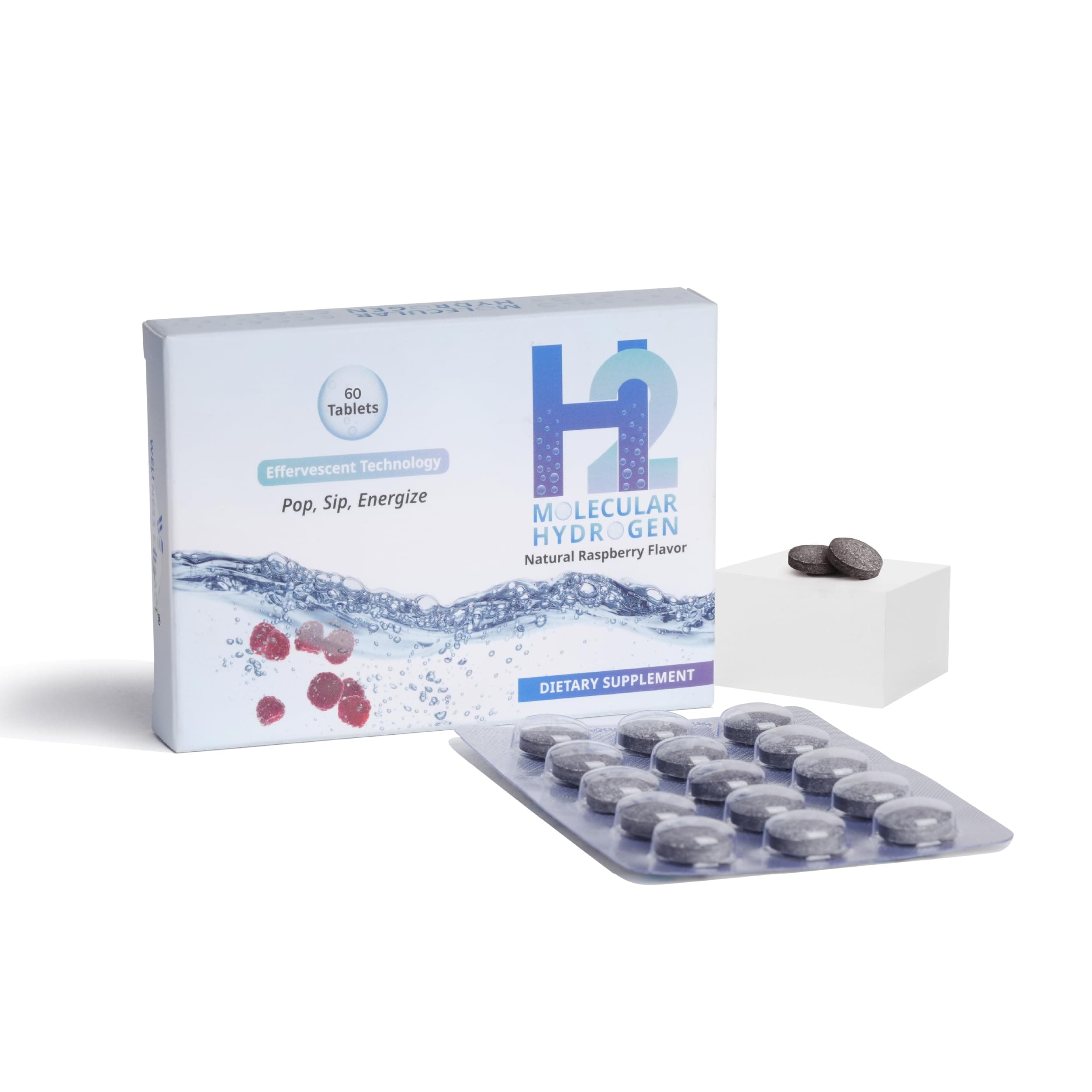 H2 Molecular Hydrogen Water Tablets 12 PPM – Effervescent Hydrogen Tablets for Drinking Water, Supports Healthy Hydration, Energy, and Metabolism – 60 Raspberry