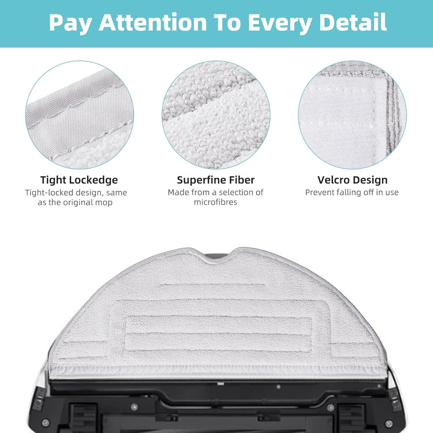 CENXI 8 Pack Mop Pads Replacement for Roborock S8 / S8+ / S7 MaxV / S7 MaxV Plus / S7 MaxV Ultra / S7 Pro Ultra / S7 / S7+ Series Robot Vacuum, Microfiber Mopping Cloth Vacuum Accessories (Light Gray)