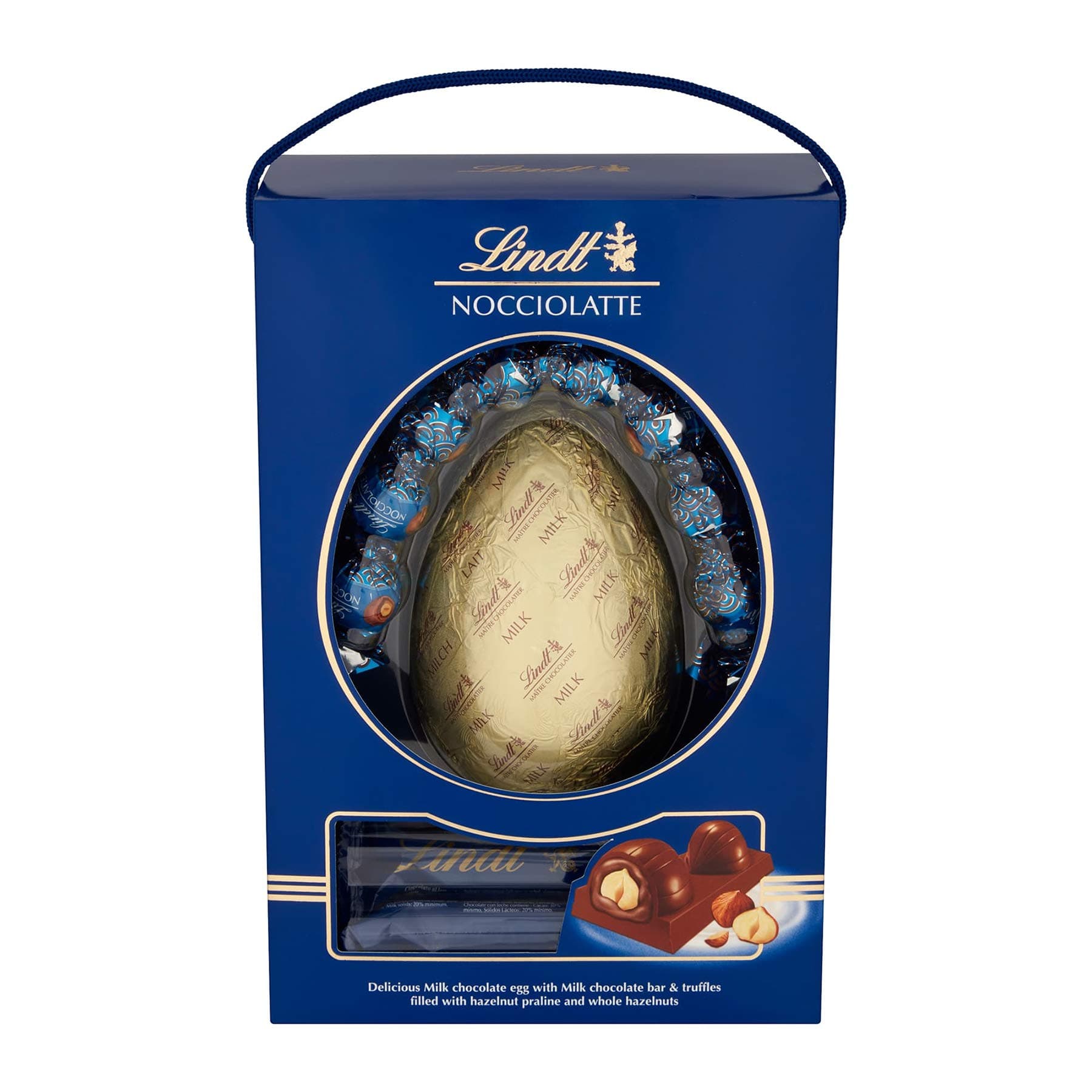 Nocciolatte Easter Egg Gift, 320g - Perfect for Easter gifting - delicious milk chocolate egg, milk chocolate bar, and truffles filled with hazelnut praline and whole hazelnuts
