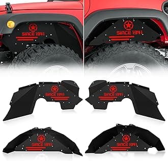 - YZONA Front & Rear Inner Fender Liners Compatible with 2007-2018 Jeep Wrangler JK & JKU Unlimited (2/4 Doors), Steel Wheel Well Cover Bolt-on Mud Guards Fenders Flares, Black