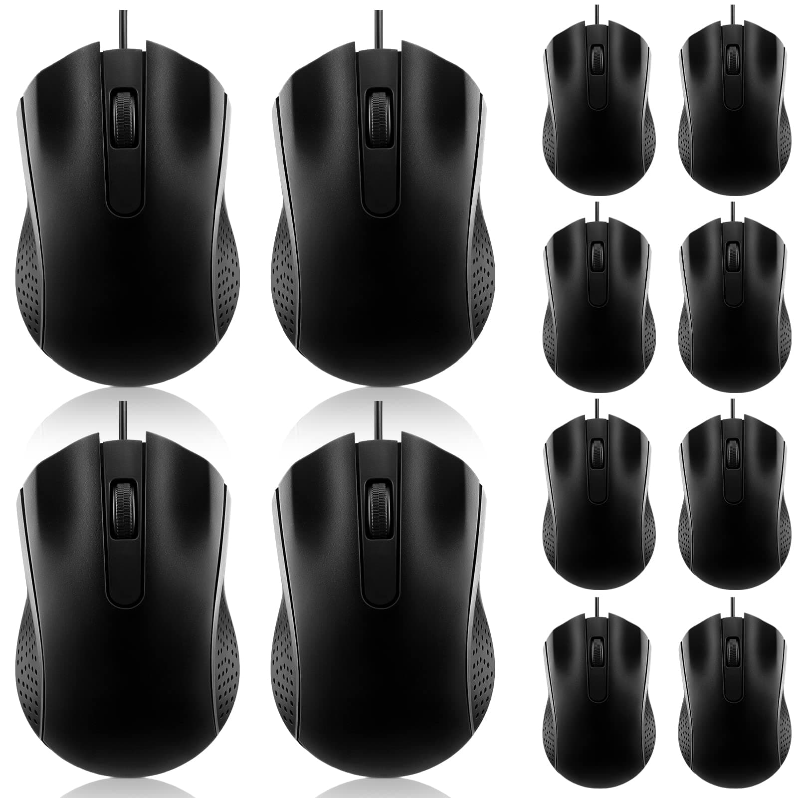 Hoteam 12 Pcs Wired Computer Mouse Bulk Cord USB Computer Mice Ergonomic Wired Mouse for Pcs, Computers, Laptops, Gaming Office Home Supplies(Black)