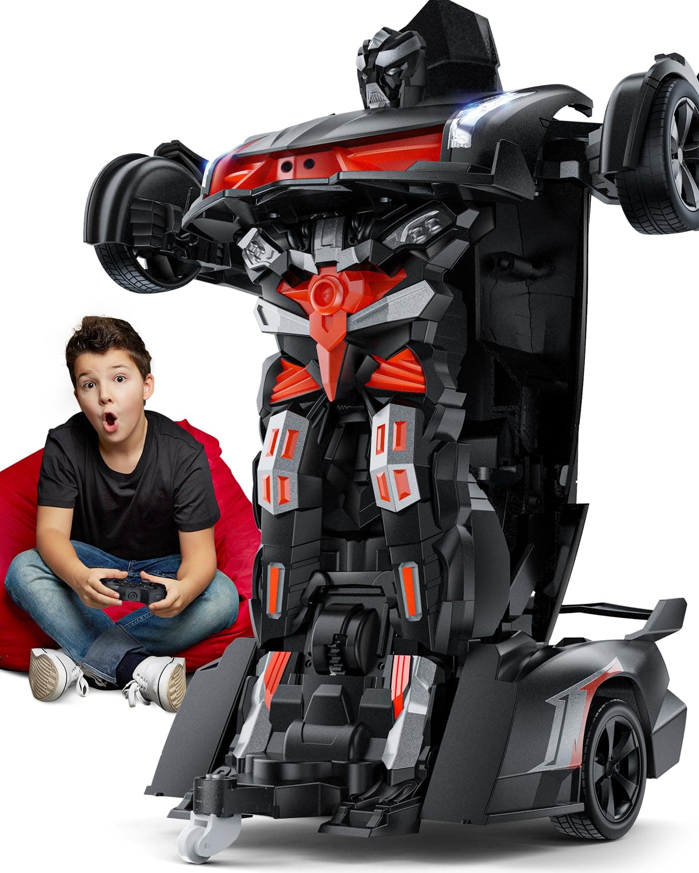 Veeniix V992 Transform Robot RC Car, 1:14 Scale, 2-in-1 Robot Toy Car with Sound & Light Effects, Gesture Sensing, Automatic Deformation, Ideal Gift for Boys and Girls