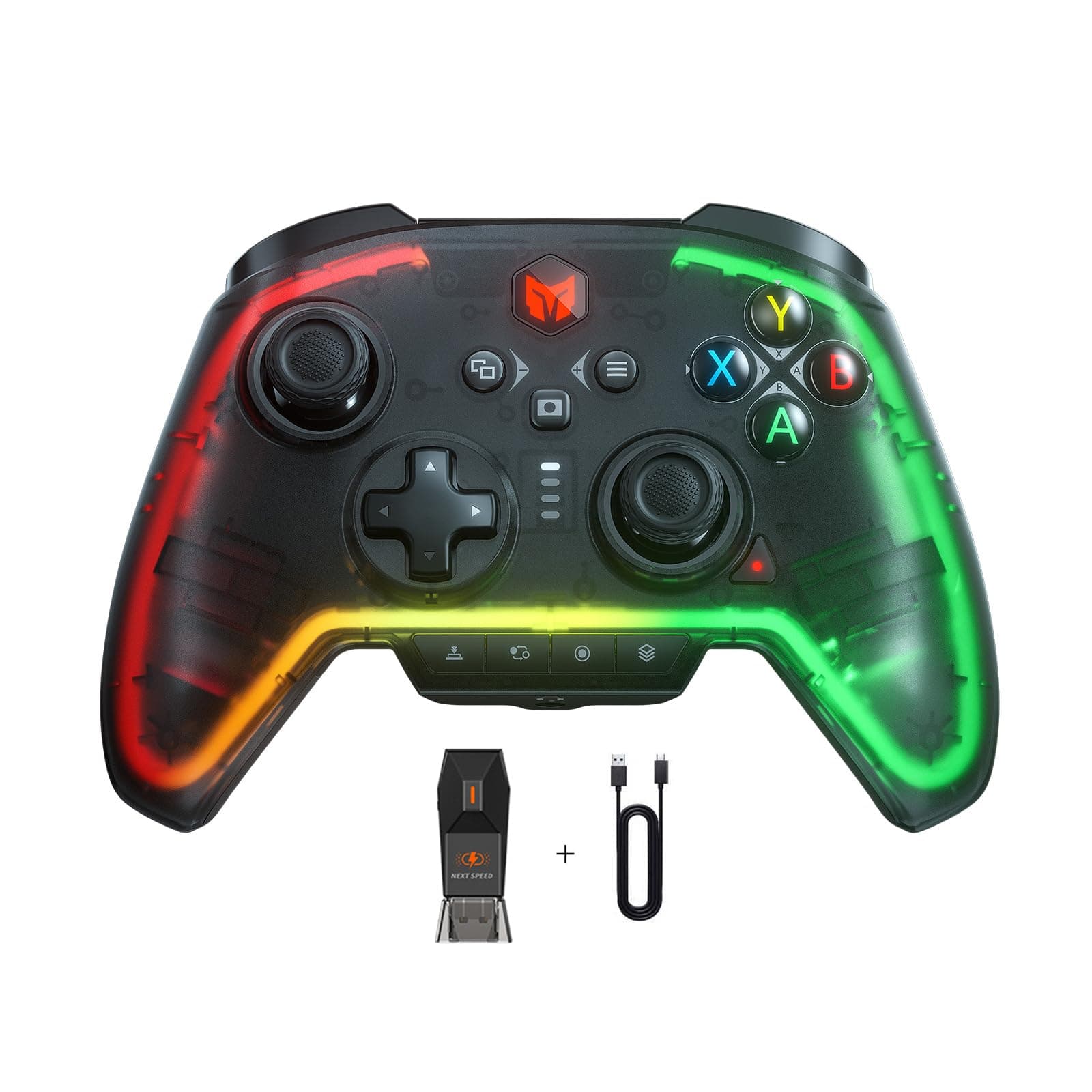 BIGBIG WON Wireless Controller, Rainbow 2 Pro PC Controllers Motion Aiming, Hall Triggers, ALPS Joystick, Custom Button, 3.5mm Audio Gaming Controller for PC Windows/Android/iOS/Switch Controllers