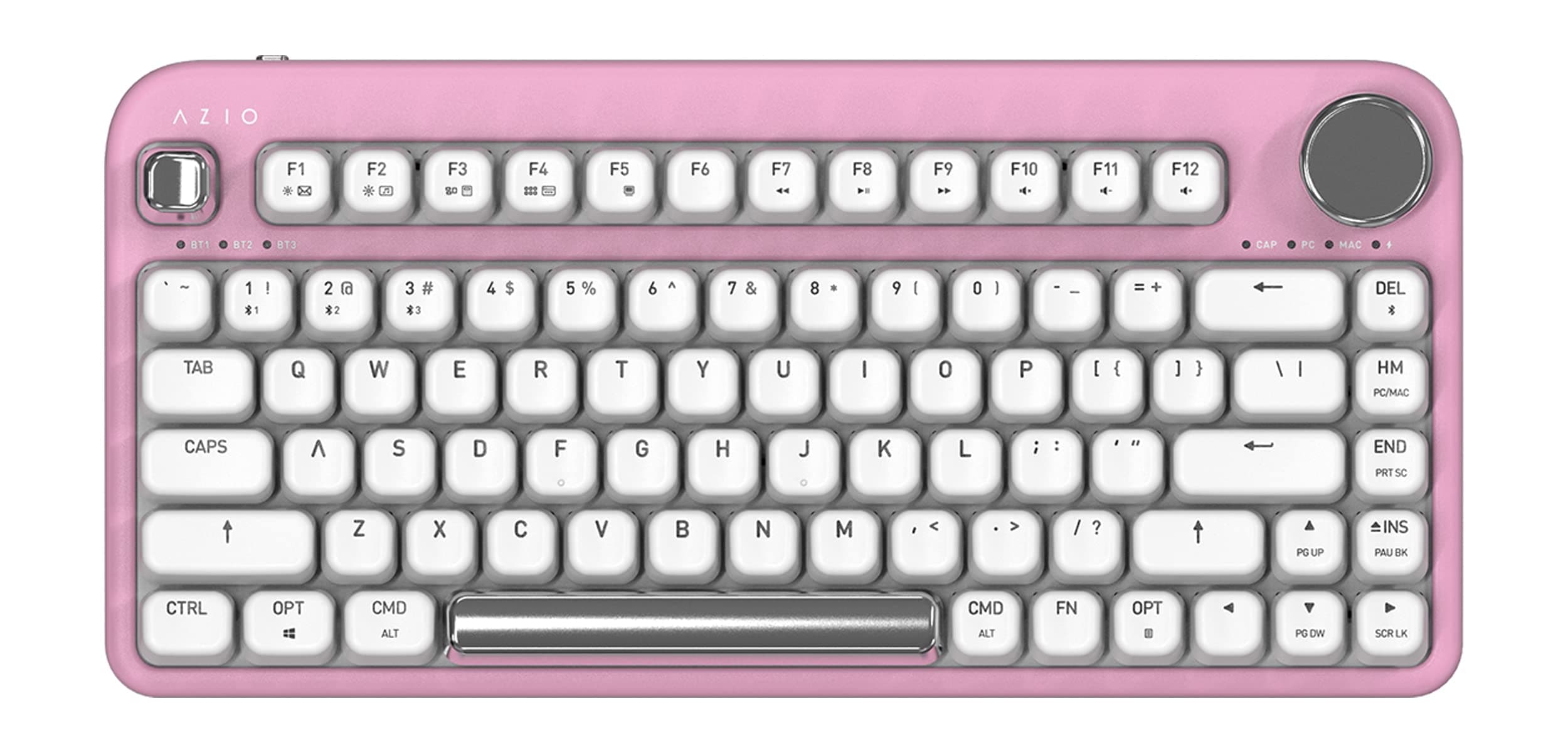 AzioIZO Wireless BT5/USB PC & Mac Mechanical Keyboard, Pre-Lubed Red Switches, Pink Blossom (IK408)
