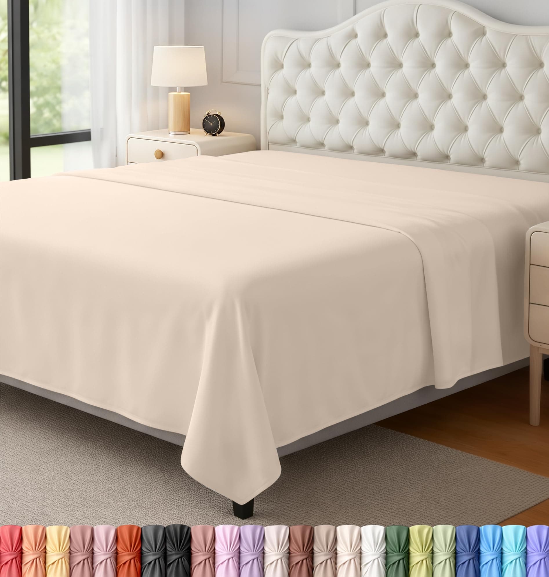 Utopia Bedding Flat Sheet - Soft Brushed Microfiber Fabric - Shrinkage & Fade Resistant Top Sheet - Easy Care - 1 Flat Sheet Only (King, Beige)