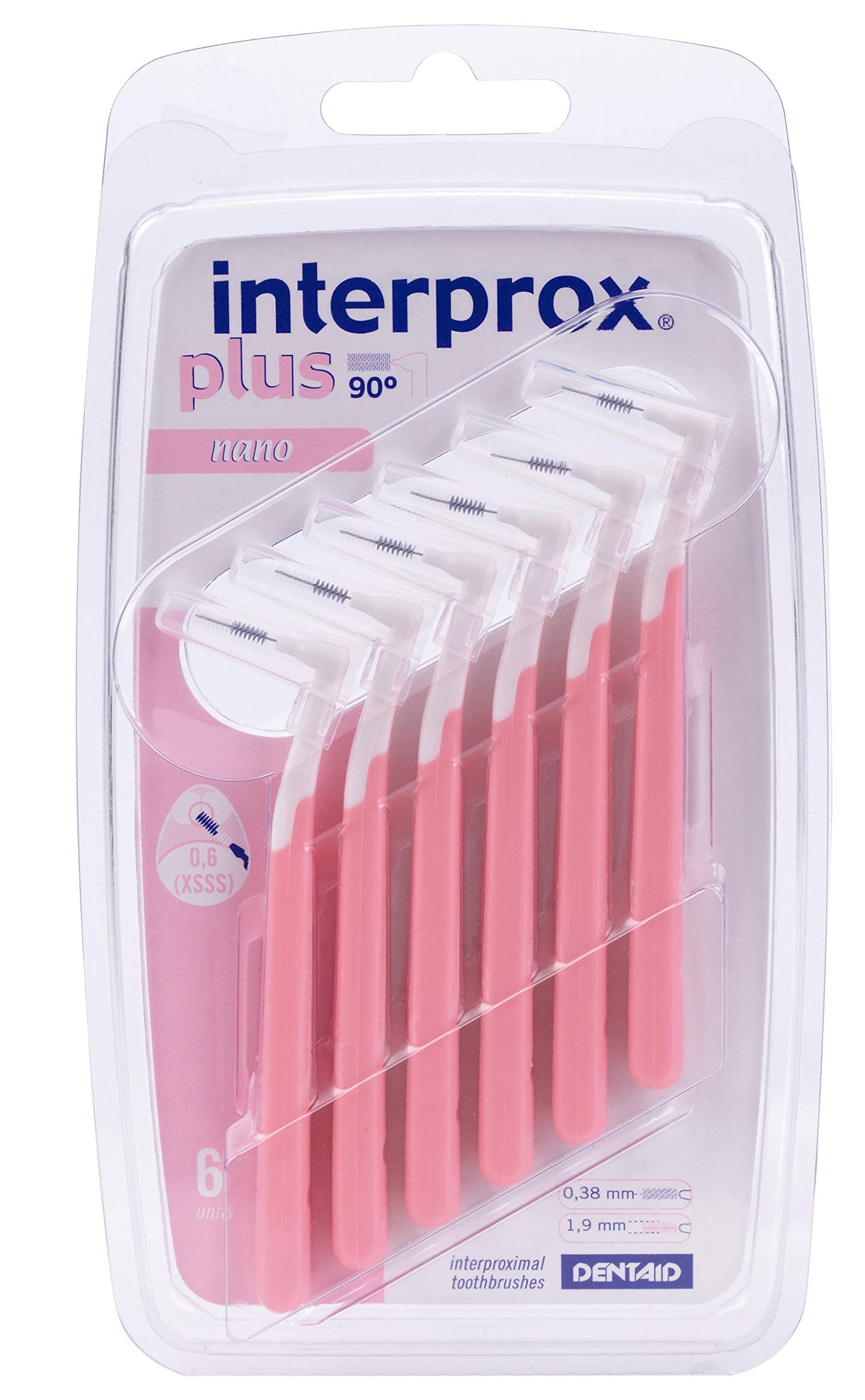 Interprox 0.38 mm Pink Plus Interproximal Brush Nano - Pack of 6