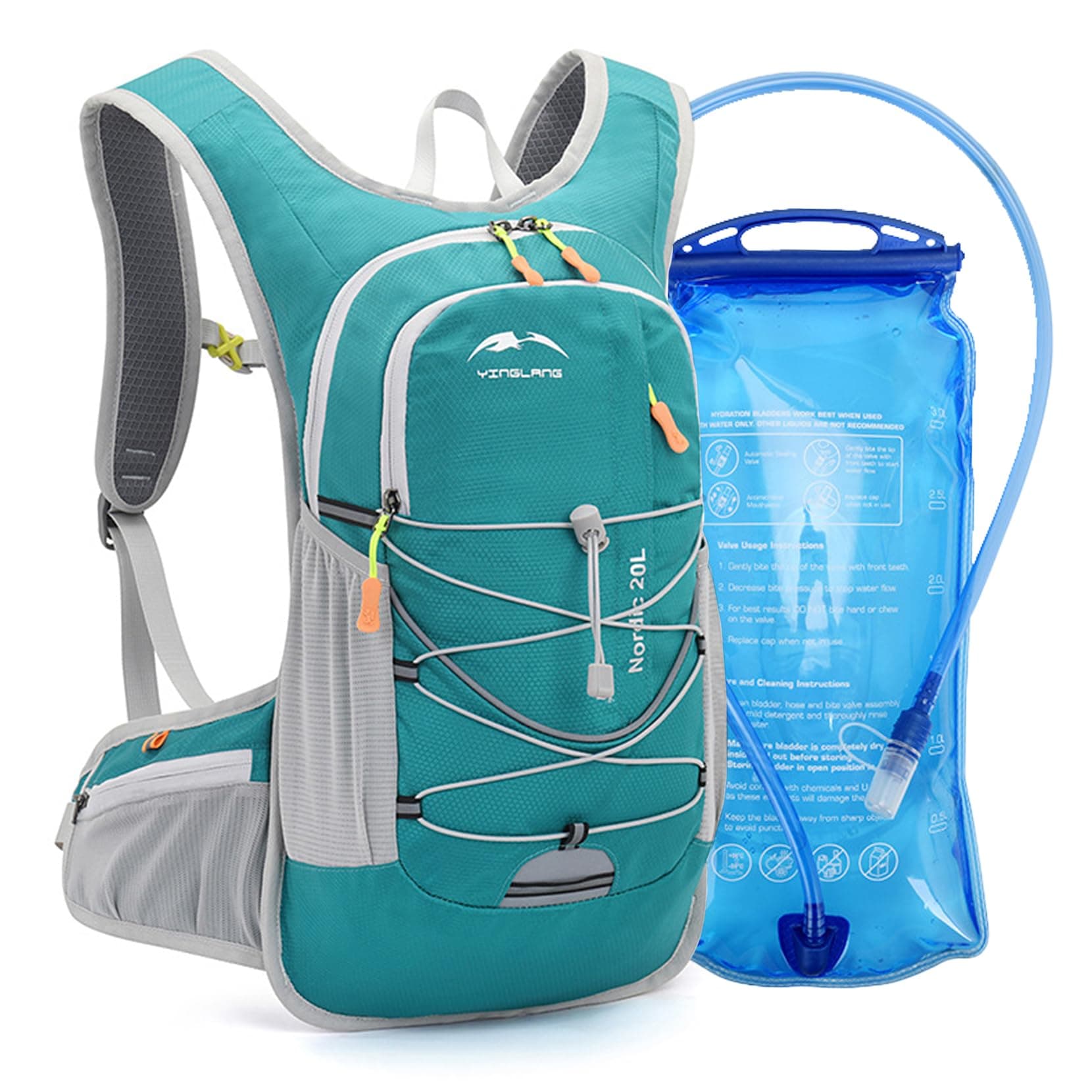 Hydration Pack Backpack, Rave Lightweight Daypack 20L with 2L Water Bladder, Water Backpack for Hiking, Running, Biking, and Raves