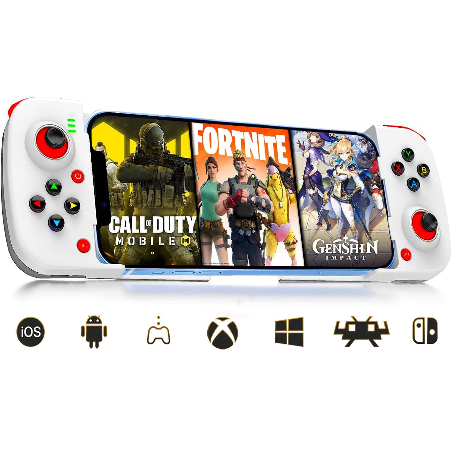 MAJESTECH (White iPhone/Android Game Controller (NEW 2025) Play COD, Fortnite, Minecraft, Emulator, Xbox, Playstation! Mobile Phone Controller for Gaming, Bluetooth Controller Gamepad iPhone Samsung