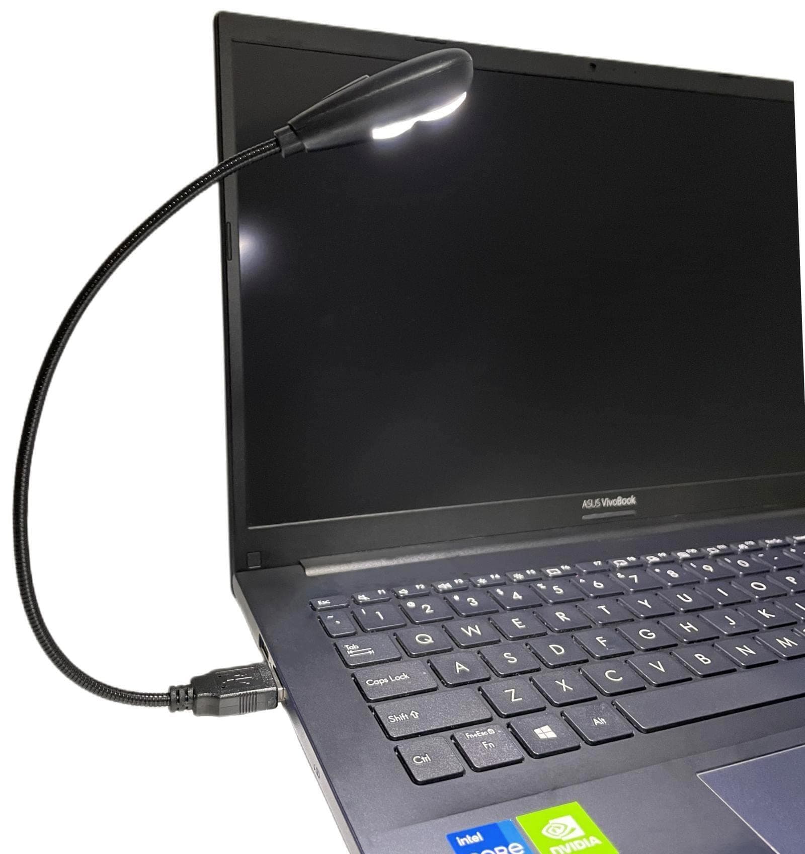 LED USB Reading Lamp Light with 2-Brightness Dimmable Setting, Flexible Gooseneck USB Light for Notebook Laptop Keyboard, Powerbank(On/Off Switch, 1 Black+1 Mini USB Light)