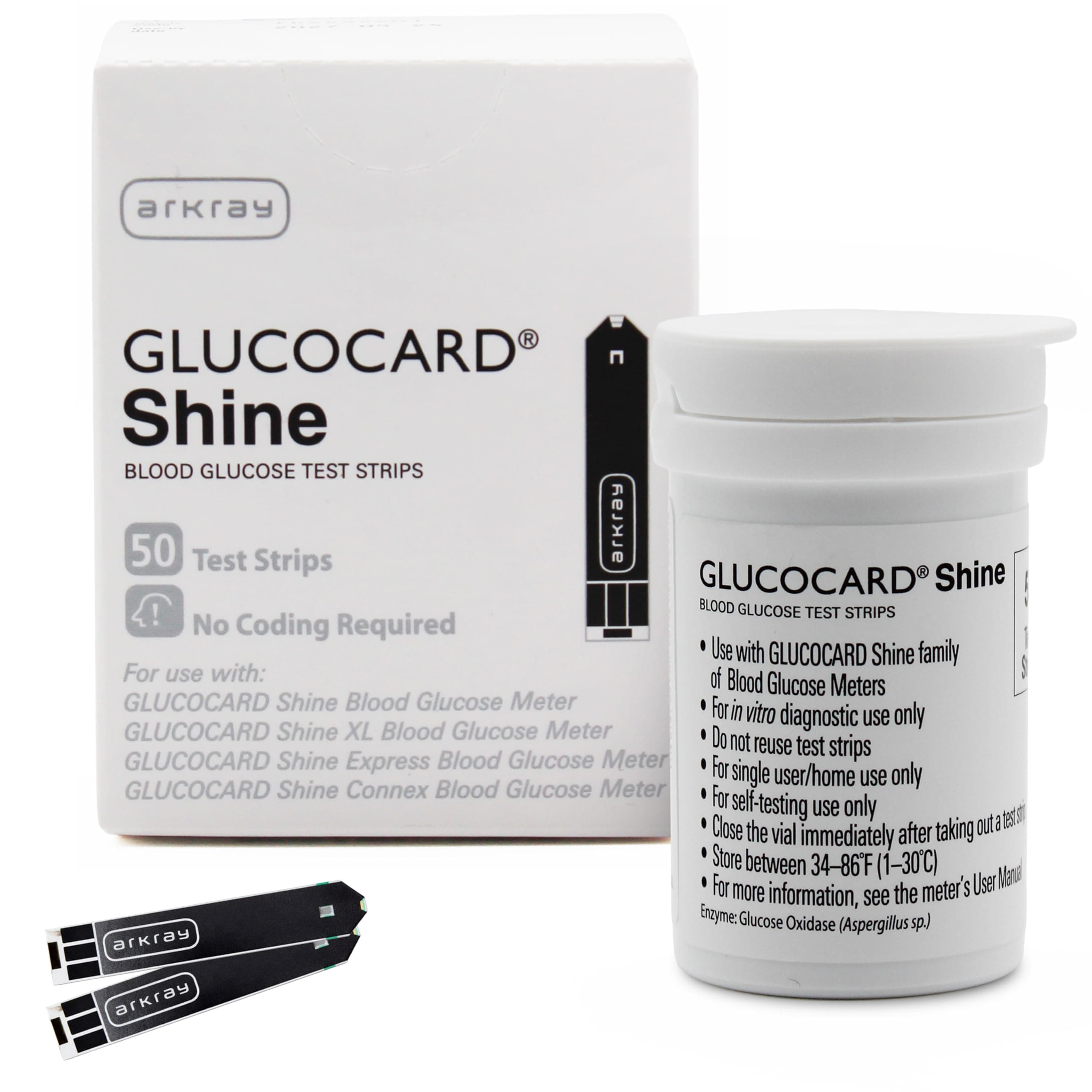 ARKRAY GLUCOCARD Shine Blood Glucose Test Strips – No Coding Required, Fast 5-Second Results, 0.5 Microliter Sample Size – Compatible with GLUCOCARD Shine Blood Glucose Meters, 50 Count