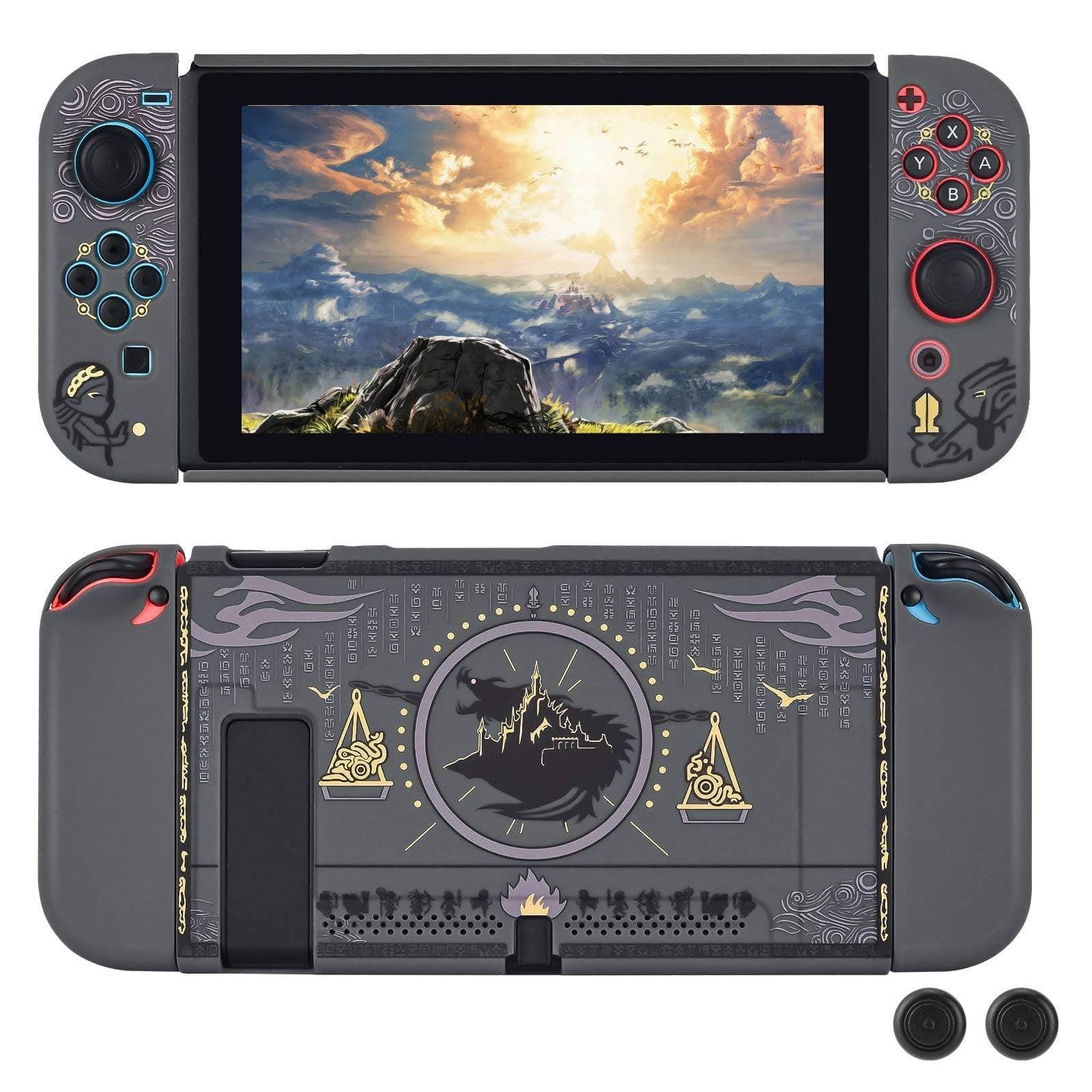 DLseego Protective Case Compatible with Switch,Soft Touch Hard Shell Grip Cover with 2 Pcs Thumb Grips,Shockproof and Anti-Scratch Design Protective Cover Case Skin for Switch-Zelda