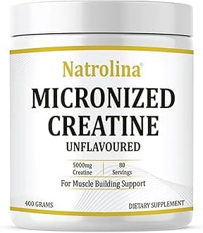 Natrolina 100% Micronized Creatine Monohydrate Powder (Unflavoured)-400g/80 Servings| Premium Muscle Building Support, Boost Energy & Performance