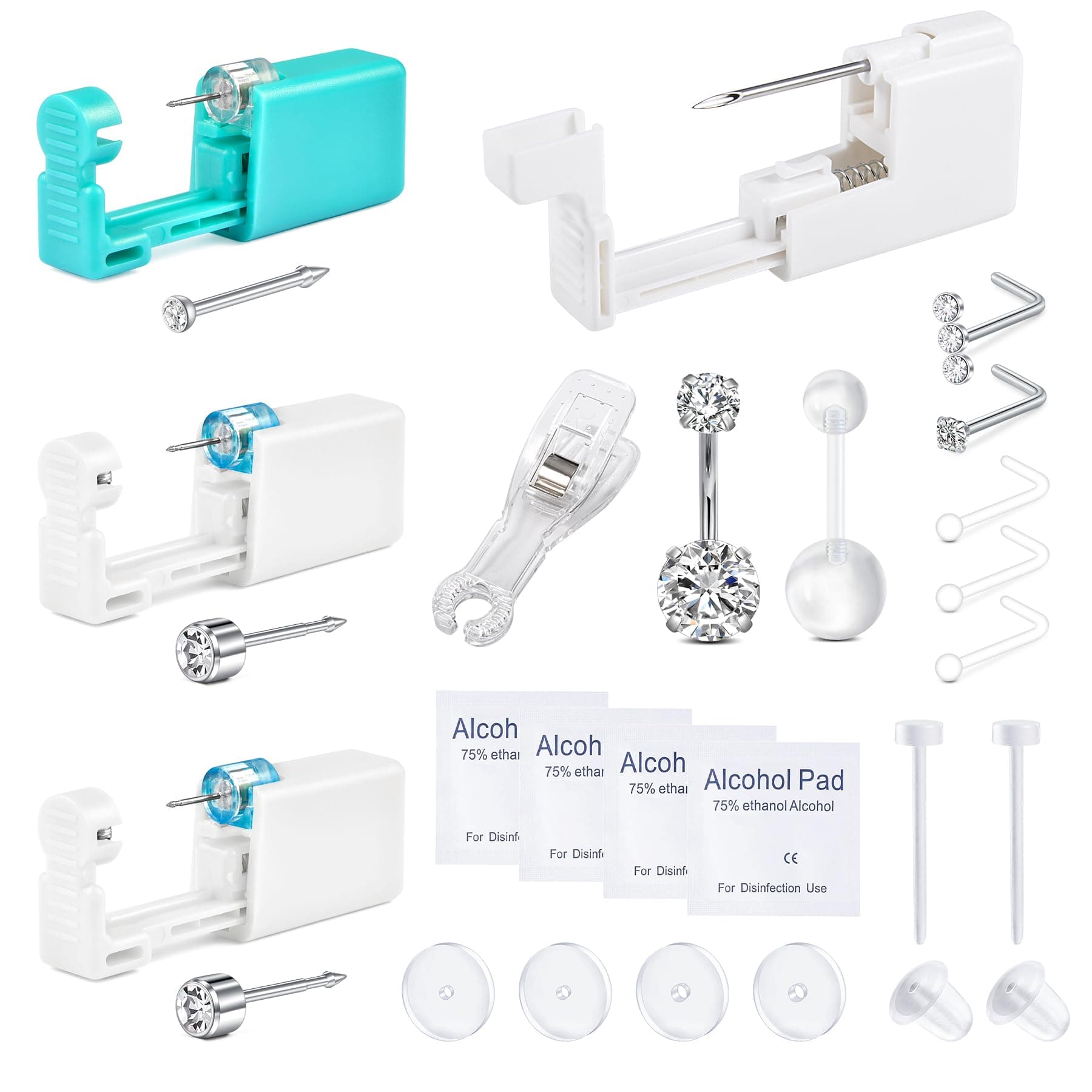Ear Piercing Kit Nose Piercing Kit Belly Button Piercing Kit Ear Piercing Gun Kit Belly Piercing Kit Disposable Earring Piercing Kit Self Piercing Kit at Home