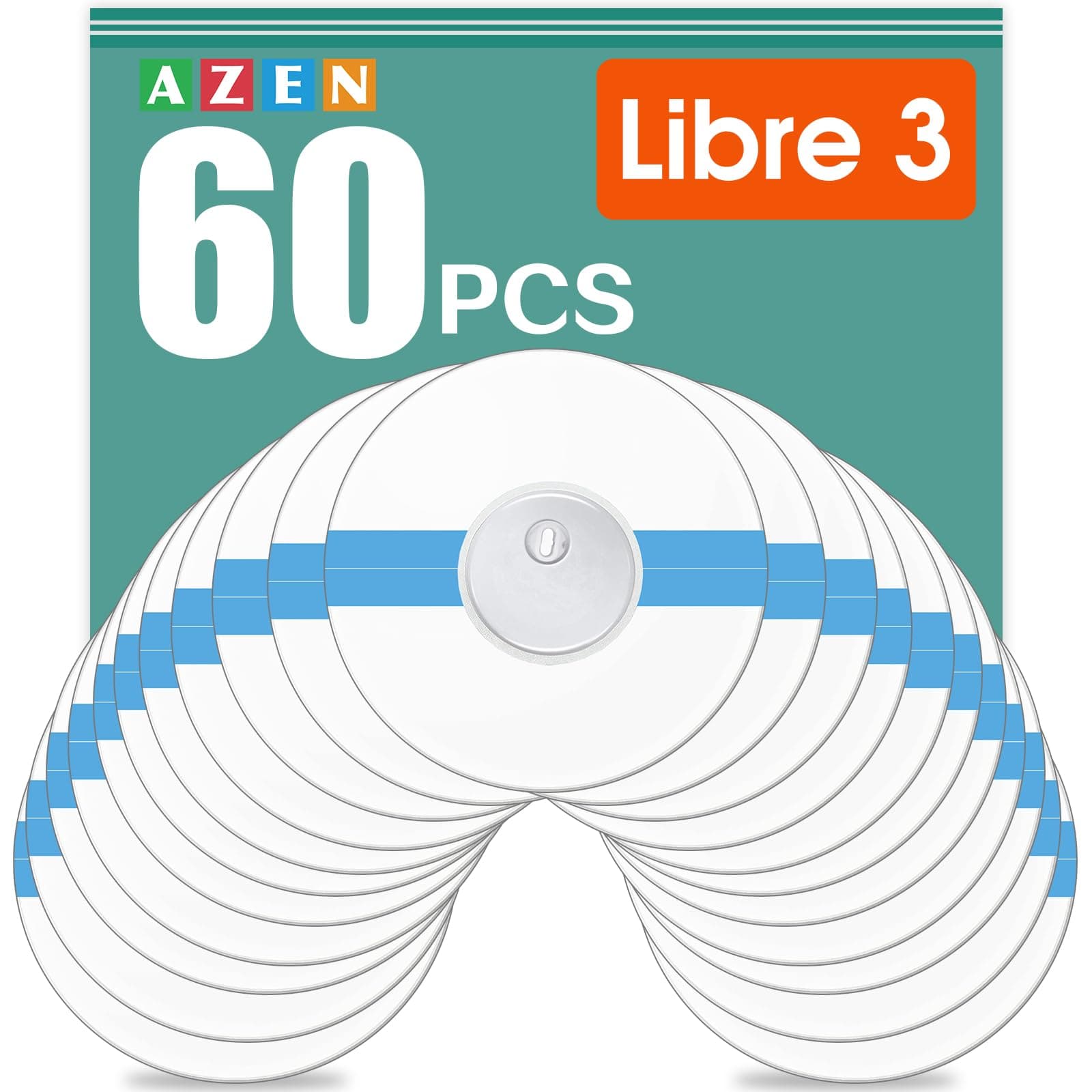 AZEN 60 Pack Freestyle Sensor Covers for Libre 3, Waterproof Adhesive Patches, Adhesive Patches Waterproof, Waterproof Adhesive Transparent Tape