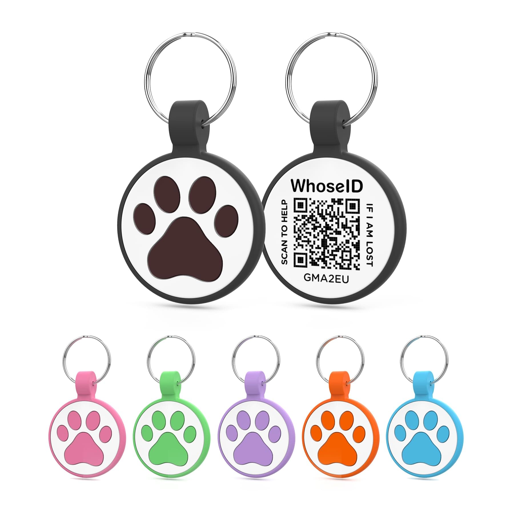 WhoseID Personalized Dog Tag, Laser Engraving QR Code, Silicone Dog ID Tag, Pet Online Profile, Scan QR Code Send Location, Collar Harness Accessories (Medium to Large Breeds - 1.25", Black)
