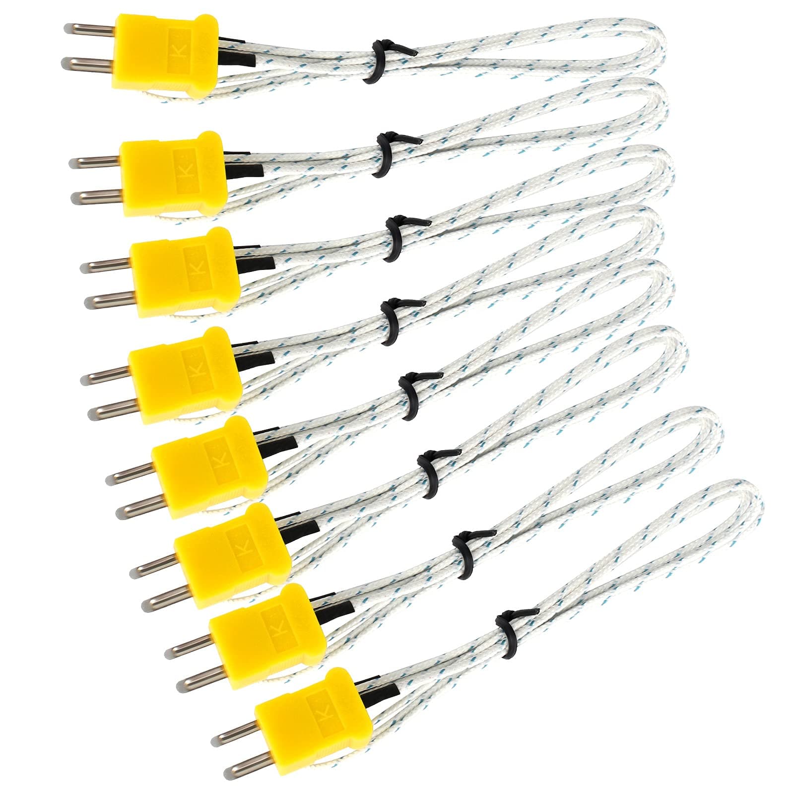 8PCS 1M K Type Thermocouple Probe K Type Temperature Sensor Thermocouple Type k Wire K Type Connector Measure Range -50~400°C