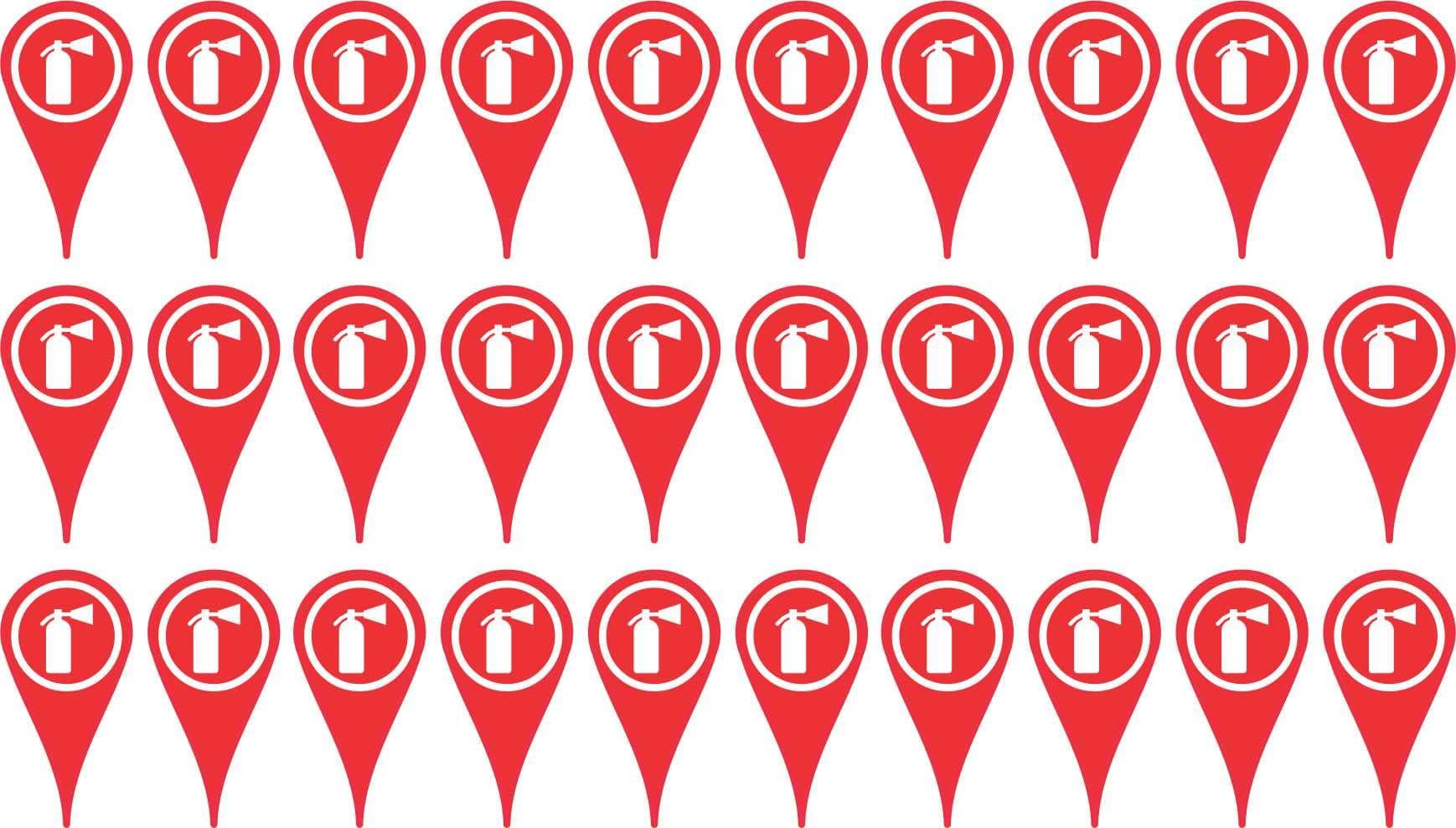 StickerTalk Fire Extinguisher Map Pointer Vinyl Stickers, 1 Sheet of 30 Stickers, 0.5 inches by 1 inch Each