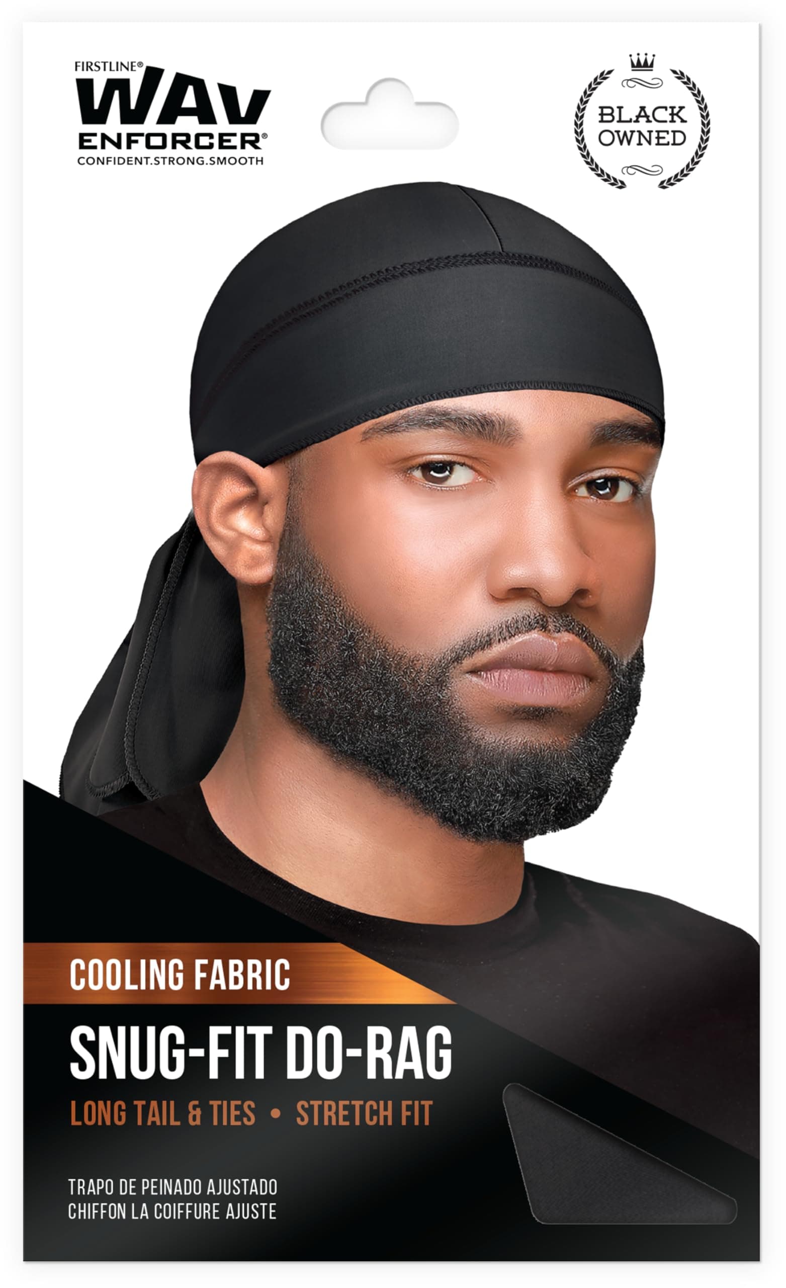 Firstline Dri Sweat Do-Rag - Black Elastic One Size Medium Headband