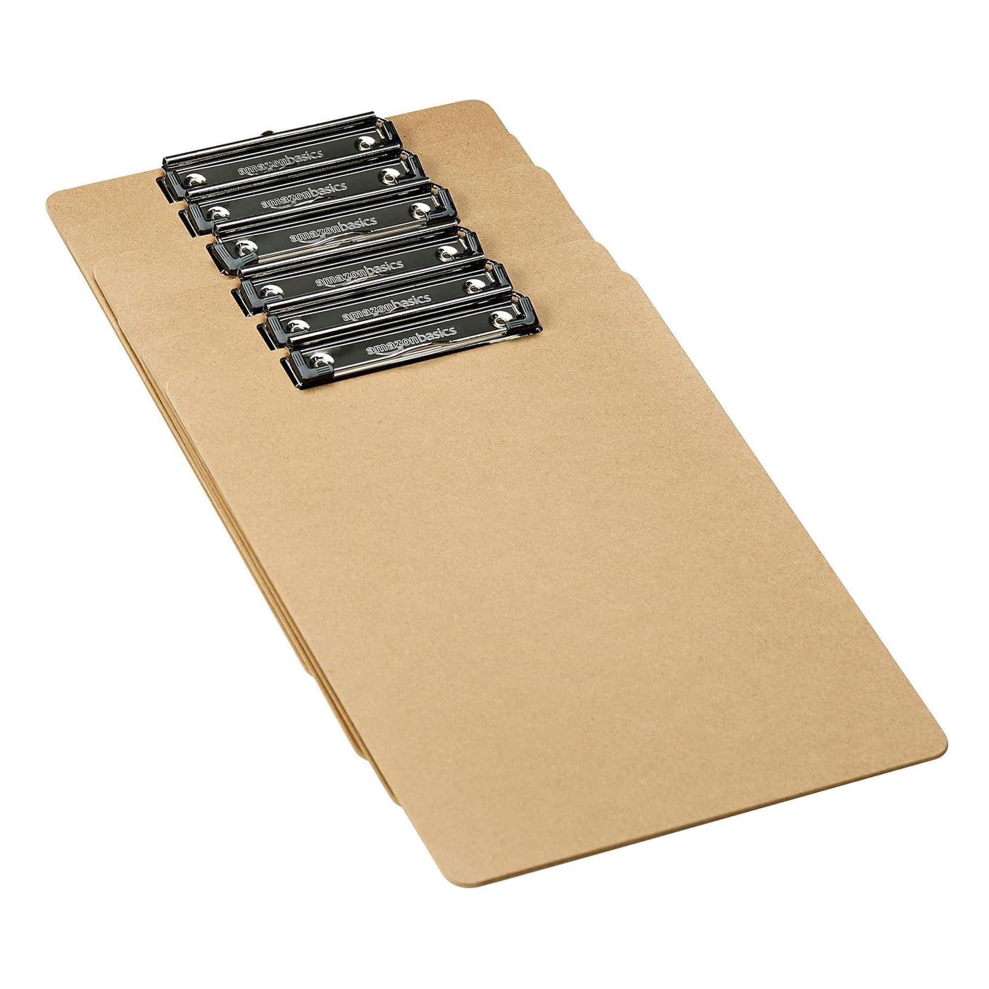 Amazon Basics Hardboard Clipboard - 6-Pack, Brown