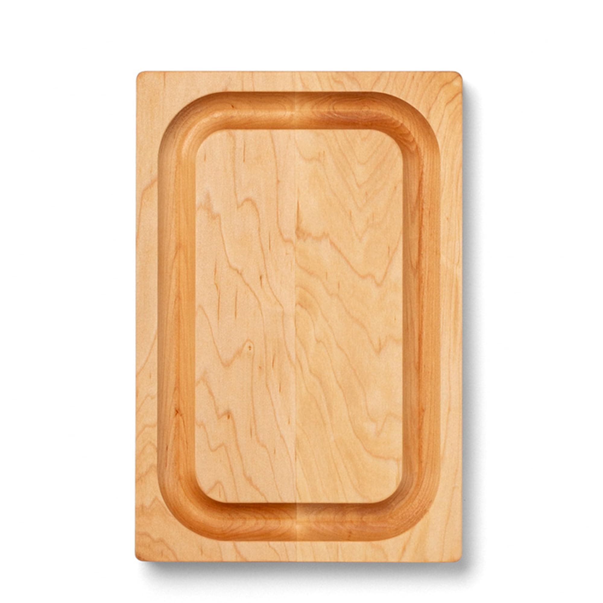 Chop-N-Slice Series Rectangular Wooden Maple Cutting Board 12”x8” – 1” Thick, 3-lb Reversible Butcher Block with Eased Corners, Juice Groove & Edge-Grain – Made in the USA