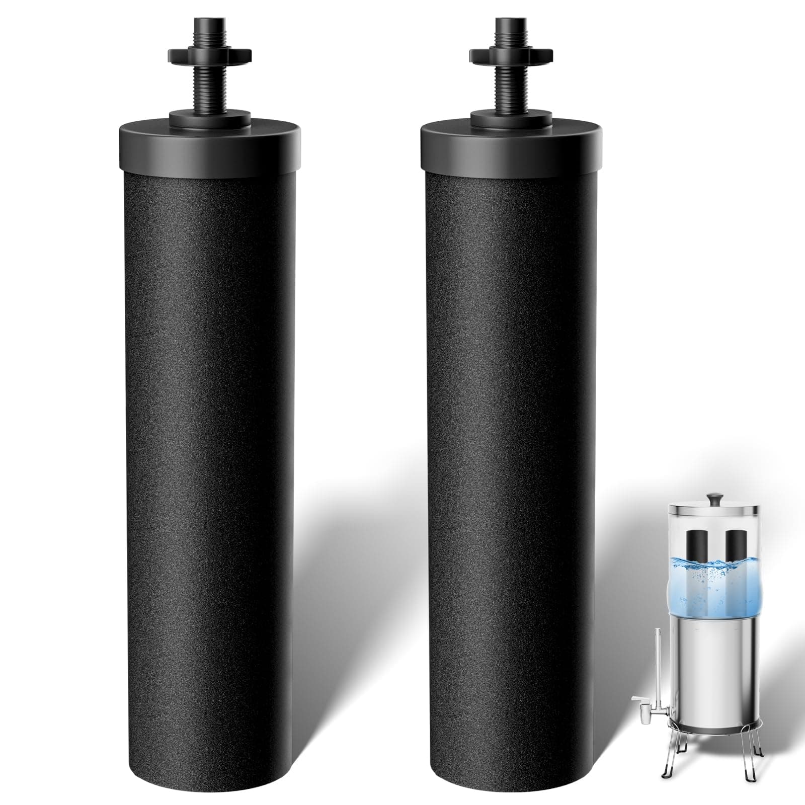 Xmntdo Water Filter Replacement for Berkey® BB9-2 Water Filter System, 2 Black Purification Elements Activated Carbon Filter Cartridges Compatible with Berkey® Gravity Water Filtration System, 2 Pack