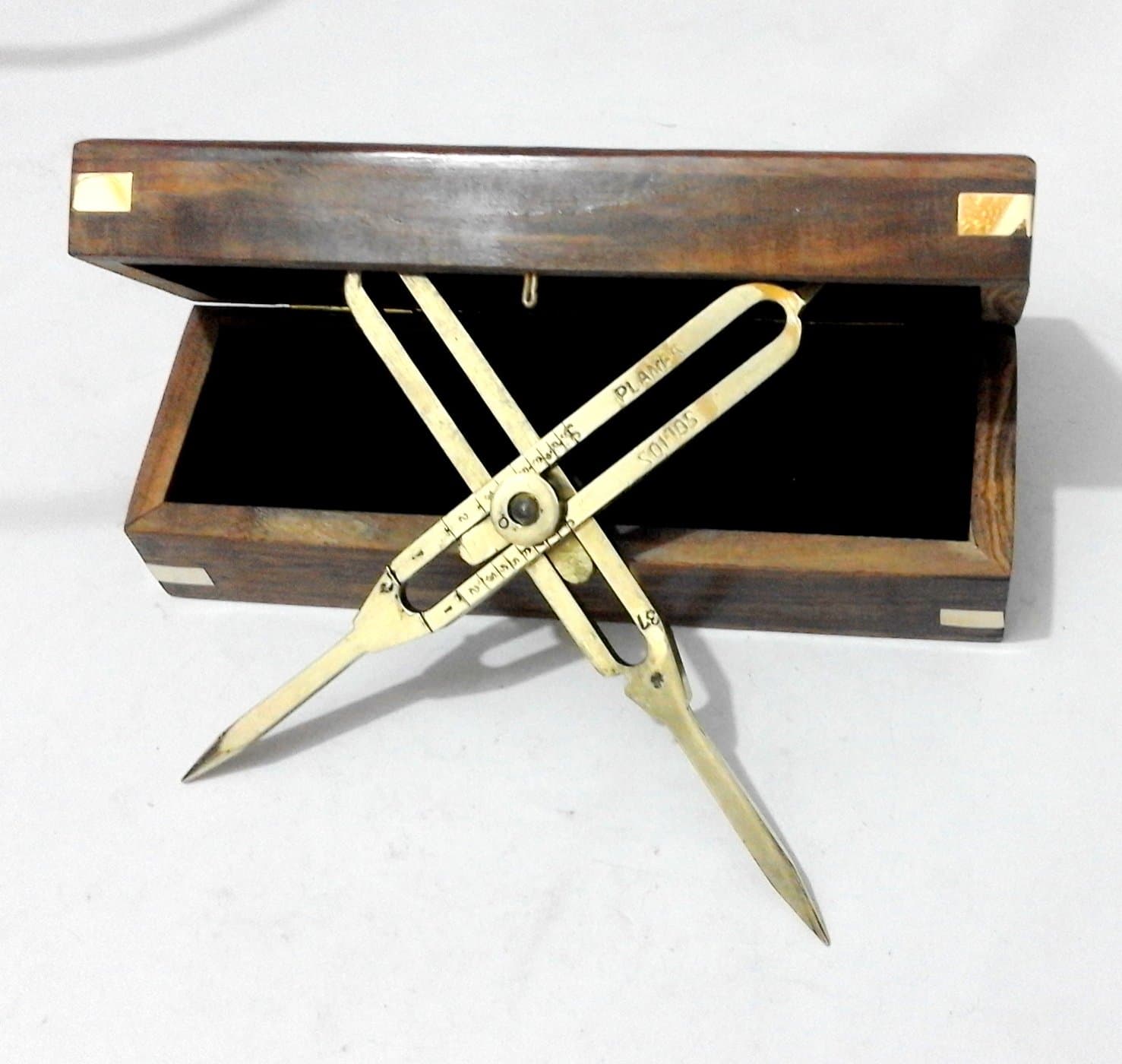 Royal Victorian Export 6'' Solid Brass Proportional Divider Marine Navigation Compass With Wooden Box