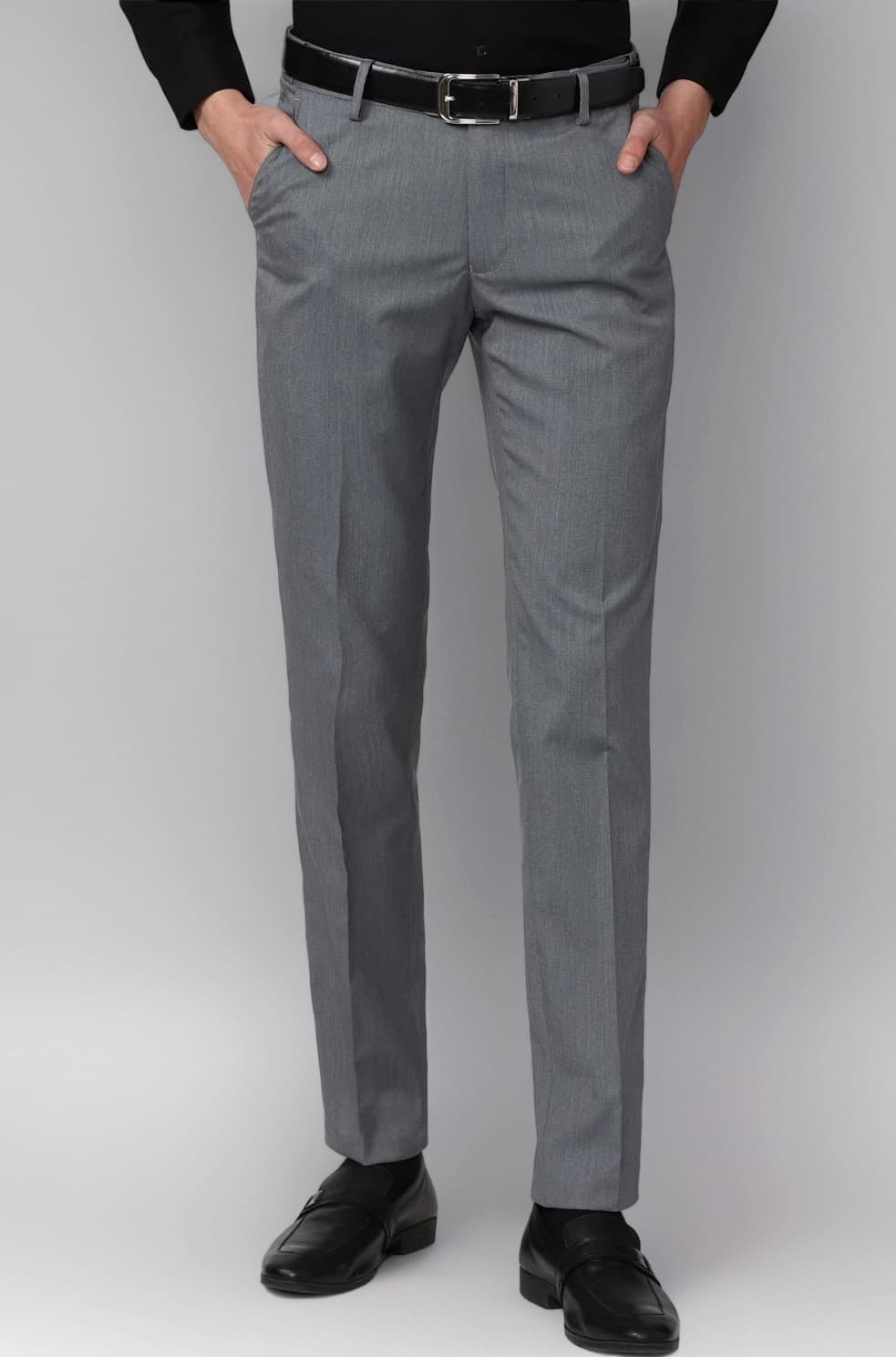 Men's Slim Fit Mid Rise Solid Formal Trouser