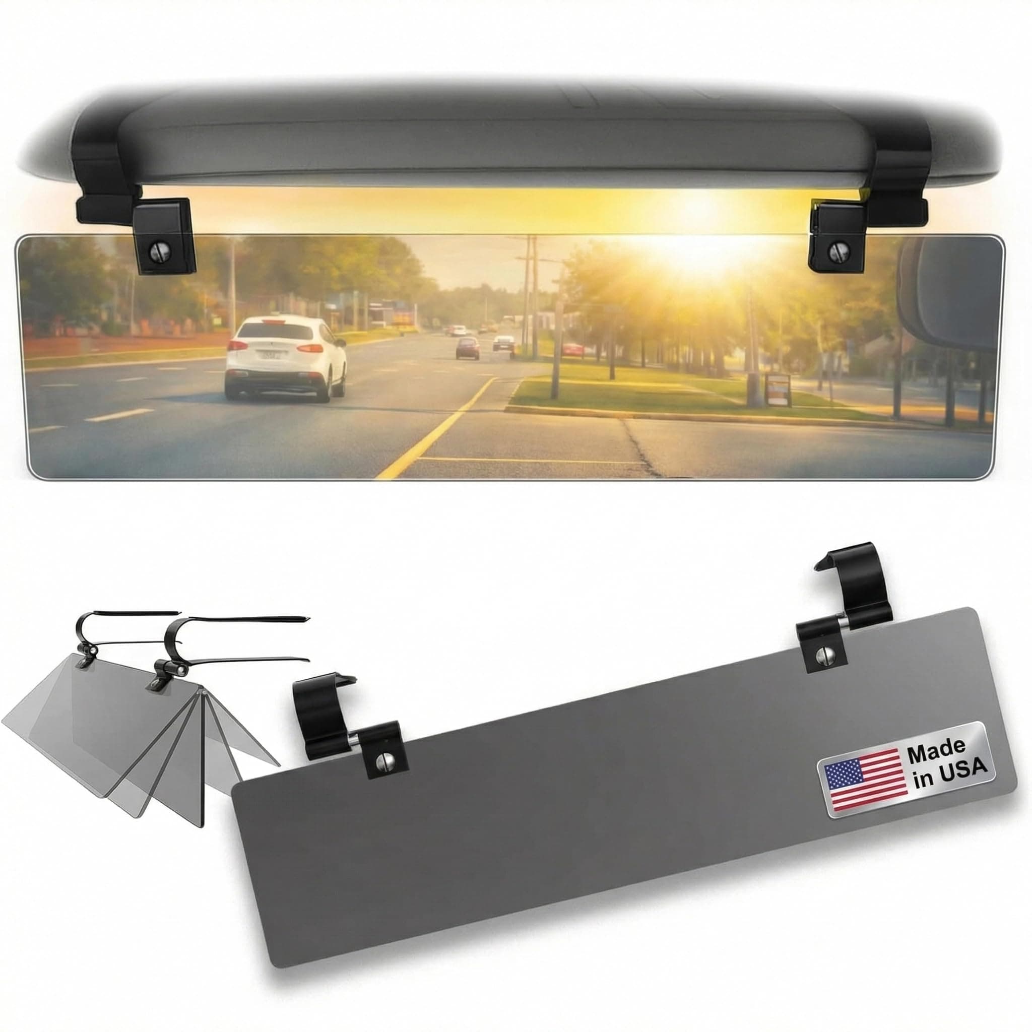 GLARE GUARD G Polarized Car Visor Extender | Anti- Sun Visor Extender Protects from Sun/UV Rays & Improves Safety | Universal 14" x 3.25" Size Fits Cars, Trucks, SUVs & RVs | Made in USA