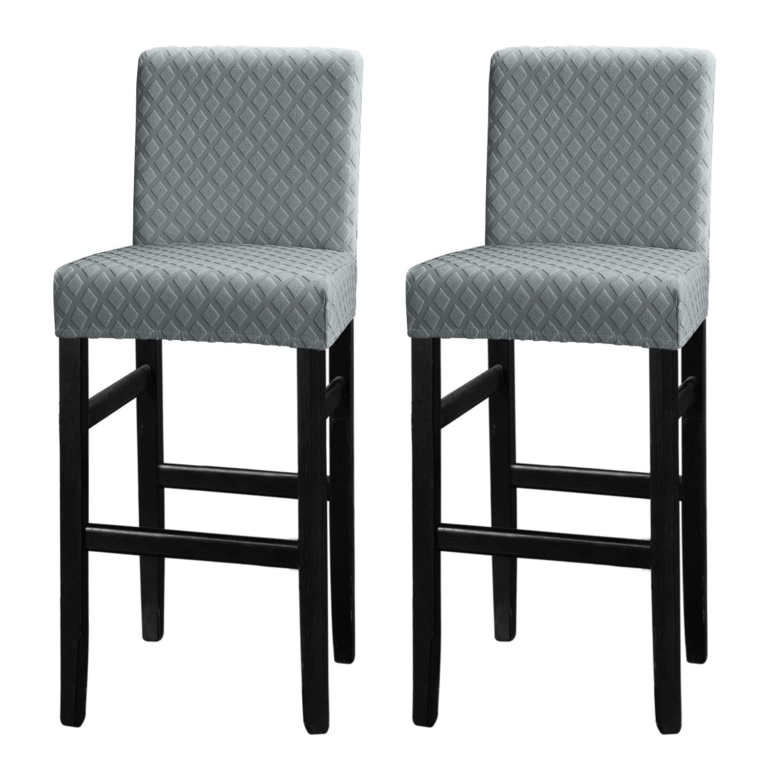 Lellen Bar Stool Covers - Jacquard Pattern Bar Stool Seat Covers Bar Chair Covers Barstool Slipcovers Pub Counter Height Chair Covers for Kitchen Dining Room Cafe（Light Grey）