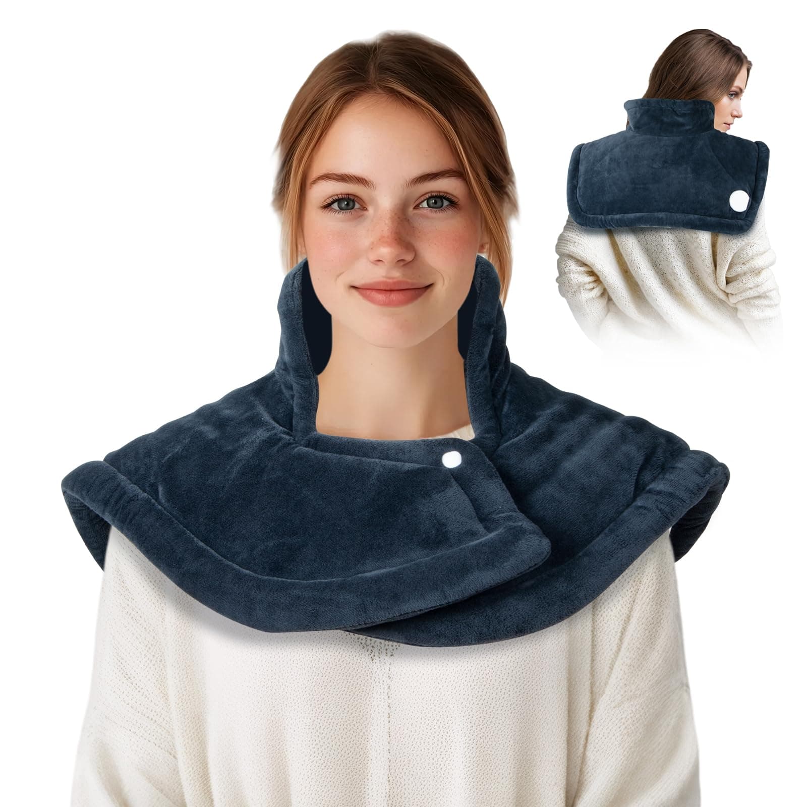 Heating pad for Back, Shoulder and Neck with Automatic Switch-Off, 50x56cm Heating Heat pad Electric with 10 Temperature Levels and 9 Timing Settings Machine Washable up to 40°C Blue