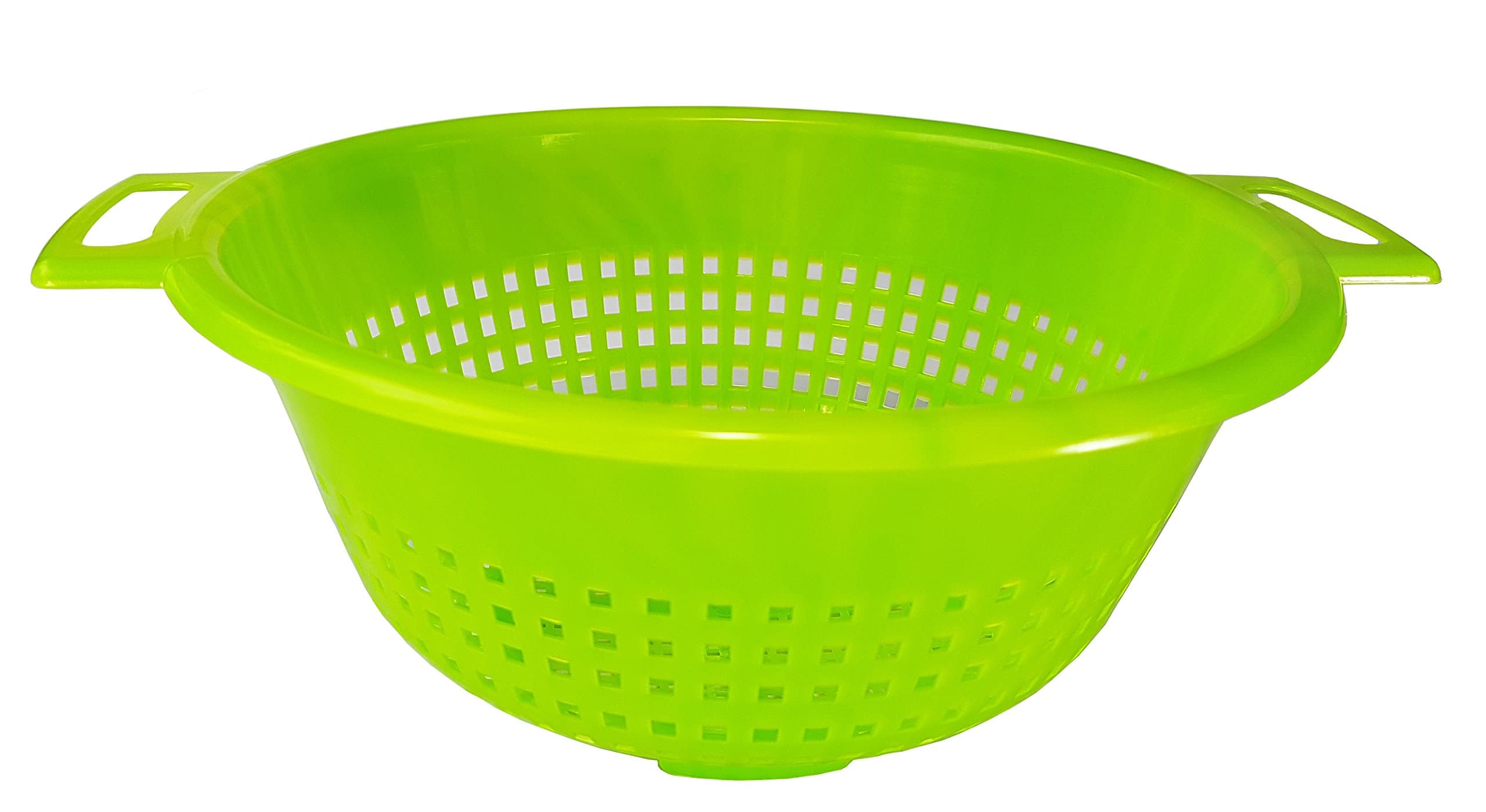 Colander Plastic Strainer with Twin Side Handles 24cm Diameter Four Feet Available in 4 Colours Red Blue Purple Green (Green)