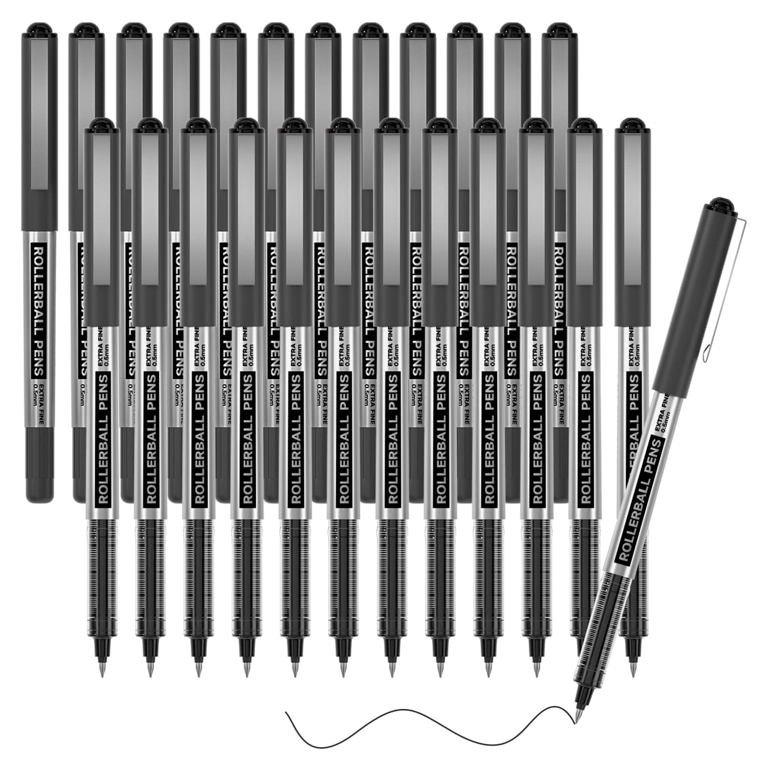 25 Pack Black Rollerball Pens