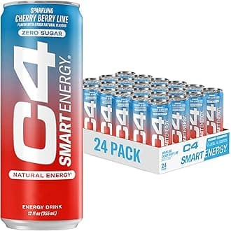 C4 Sugar Free Energy Drink, Cherry Berry Lime | Performance Fuel | Nootropic Brain Booster | 12 Oz - 24 Pack