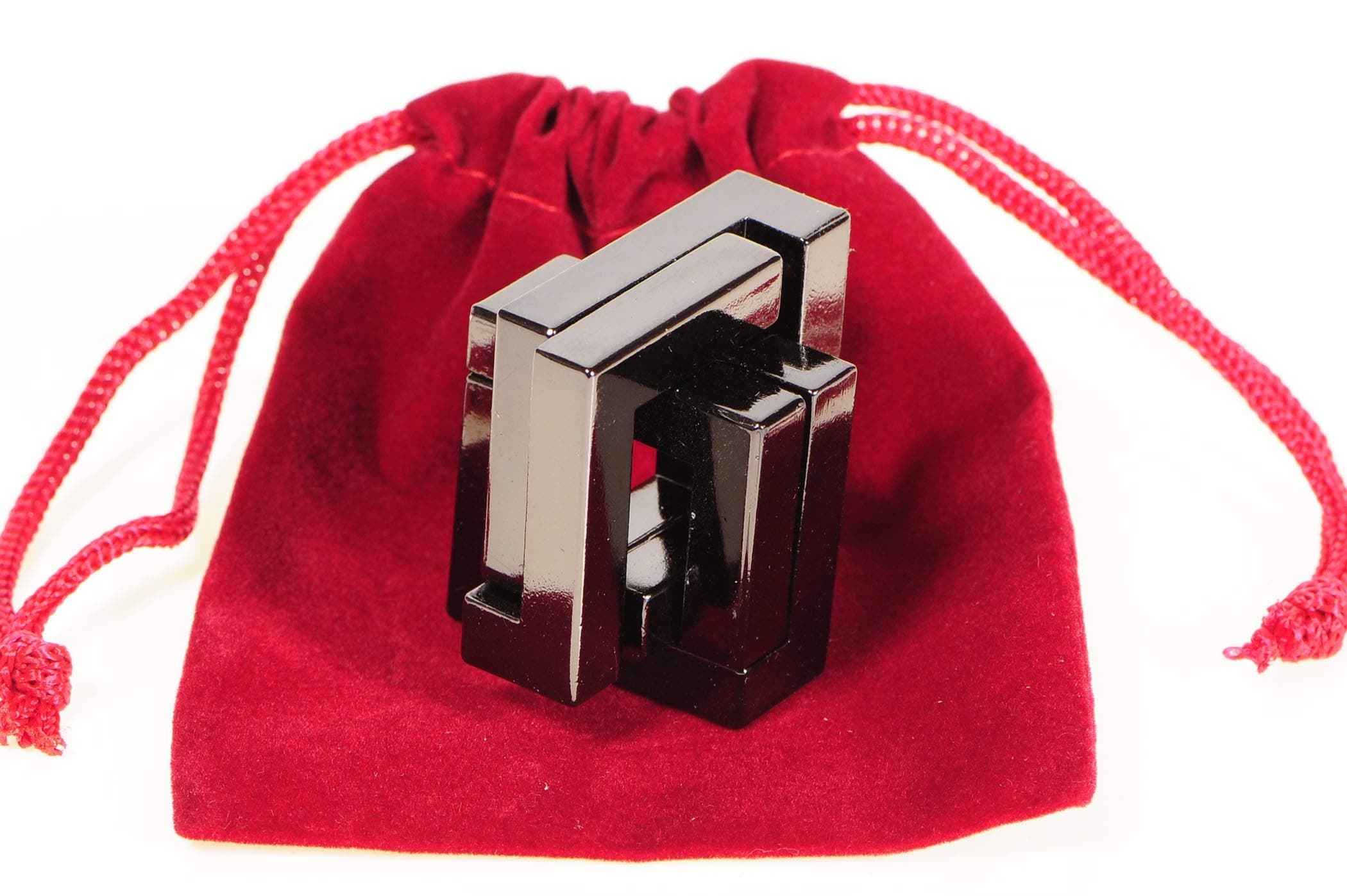 VERSAINSECT a Cast Metal Brain Teaser Puzzle Level 6 Difficulty Rating Bonus Red Velveteen Drawstring Pouch Bundled Items