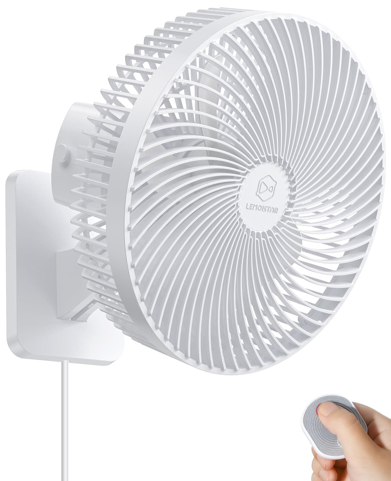 10-Inch Wall Mount Oscillating Fan with Remote and Timer, Small Bedroom RV Fan with 4-Speed, Quiet Operation,90°Oscillation, Adjustable Tilt,5.92 ft Wire, for Cooling Bathroom Home Garage