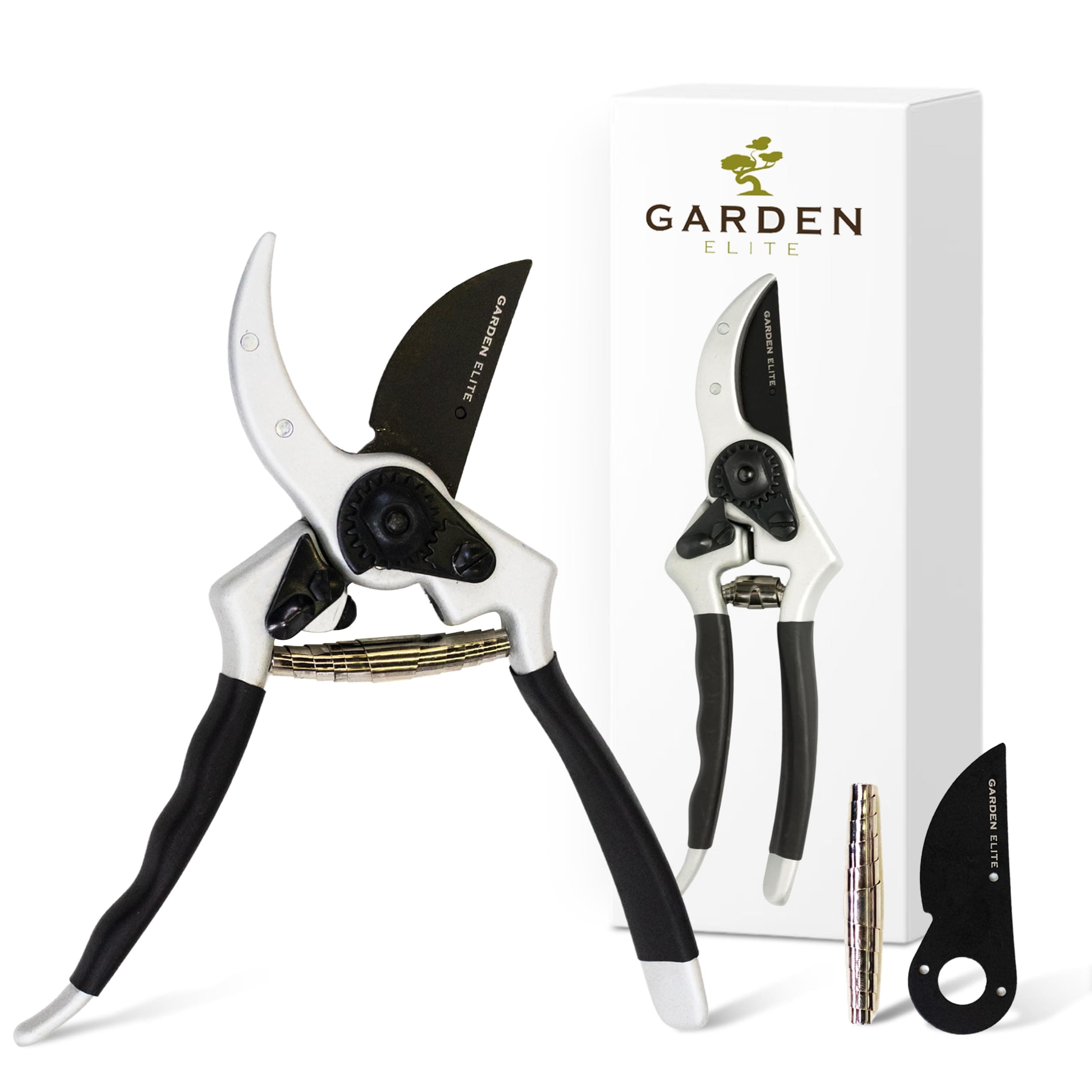 Razor Sharp Bypass Pruning Shears - Lifetime Replacement - Free Extra Blade, Spring & eBook - Japanese Steel - Premium Hand Pruners - Garden Shears - Garden Clippers - Secateurs with Ergonomic Handles