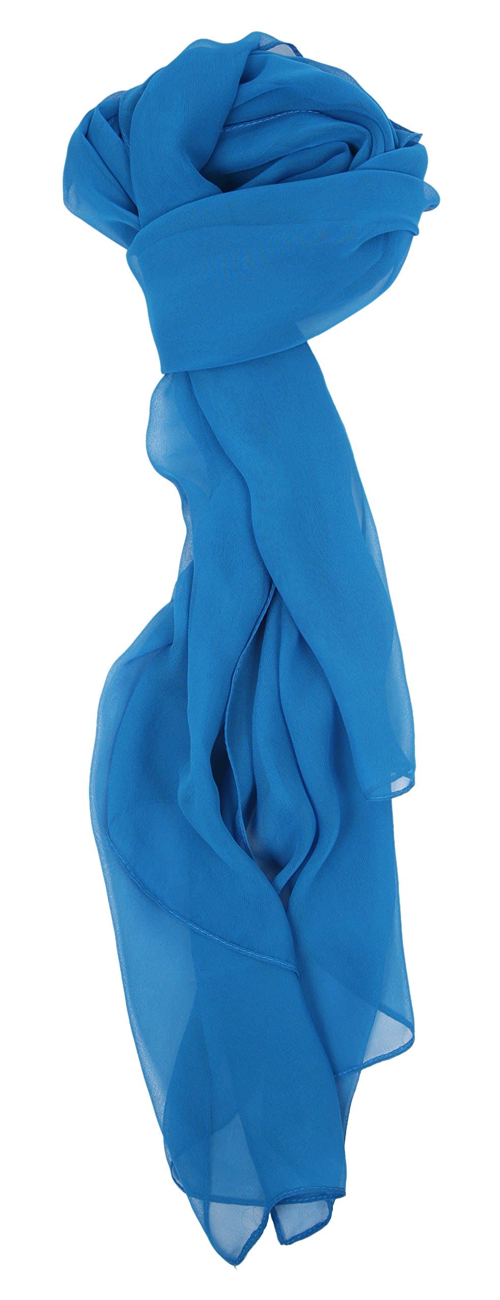 Modern, Chiffon Silk Blend Solid Color Oblong Scarf (One, 04-Denim Blue)