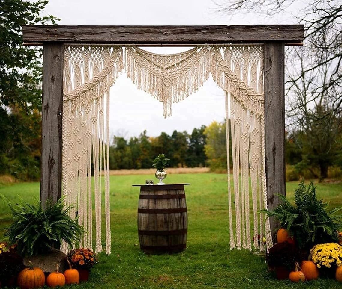 Bohemian Macrame Wedding Backdrop Decor Boho Chic Macrame Wall Hanging Style Macrame Tapestry Macrame Curtain & Macrame Arch 185 Cm X 215 Cm