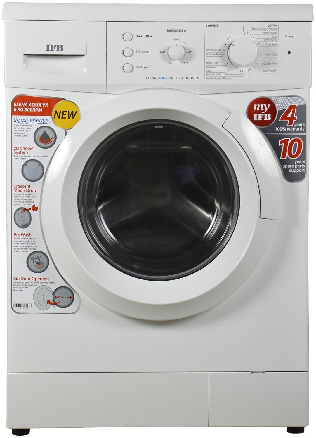 IFB 6 kg Fully-Automatic Front Loading Washing Machine (Elena Aqua VX, White, Inbuilt Heater, Aqua Energie water softener)