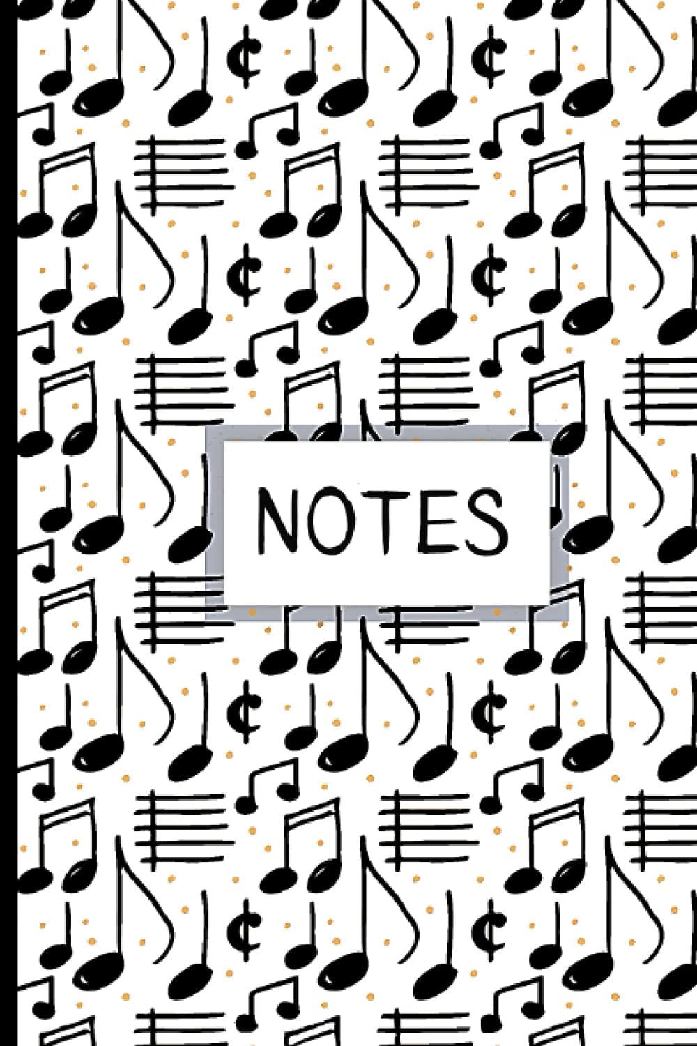 Notes: Music Notes Pattern Black Background | 6"X9" inches - 120 Blank Lined Pages Musical Notes Notebook | Cute Journal For Kids, For A Gift, For ... Matte Finish For Writing And Note Taking
