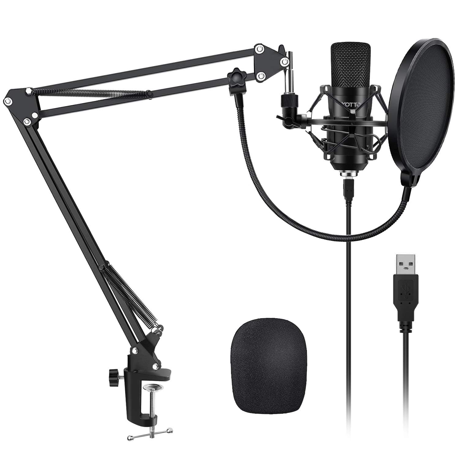 USB Microphone Kit 192KHZ/24BIT Plug & Play Computer PC Microphone Studio Streaming Cardioid Mic with Boom Arm Shock Mount Pop Filter for Recording Broadcasting YouTube Gaming Voice
