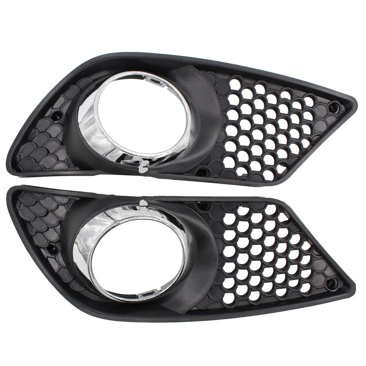 Pair Front Left Right Fog Light Chrome Shell with Black Insert Cover Trims for Mercedes Benz C230 2008-2009 C250 2010-2011 C300 C350 2008-2011 Driver and Passenger Side 2048850353 2048850253