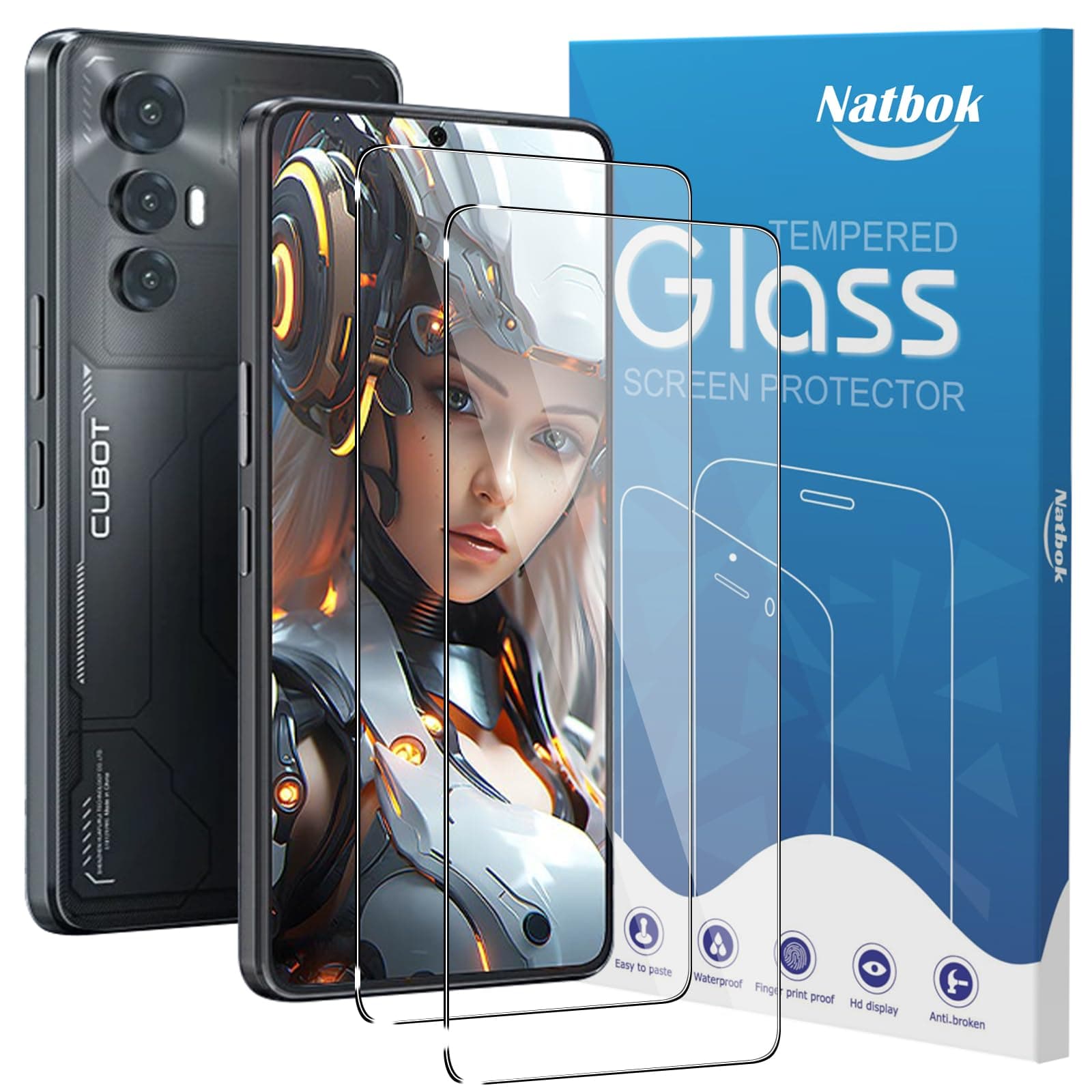 2 Pack Compatible with Cubot Max 5 Screen Protector,Full Coverage 9H Tempered Glass Film,HD Clear Scratch Resistant,Bubble-Free for Cubot Max 5 Screen Protector