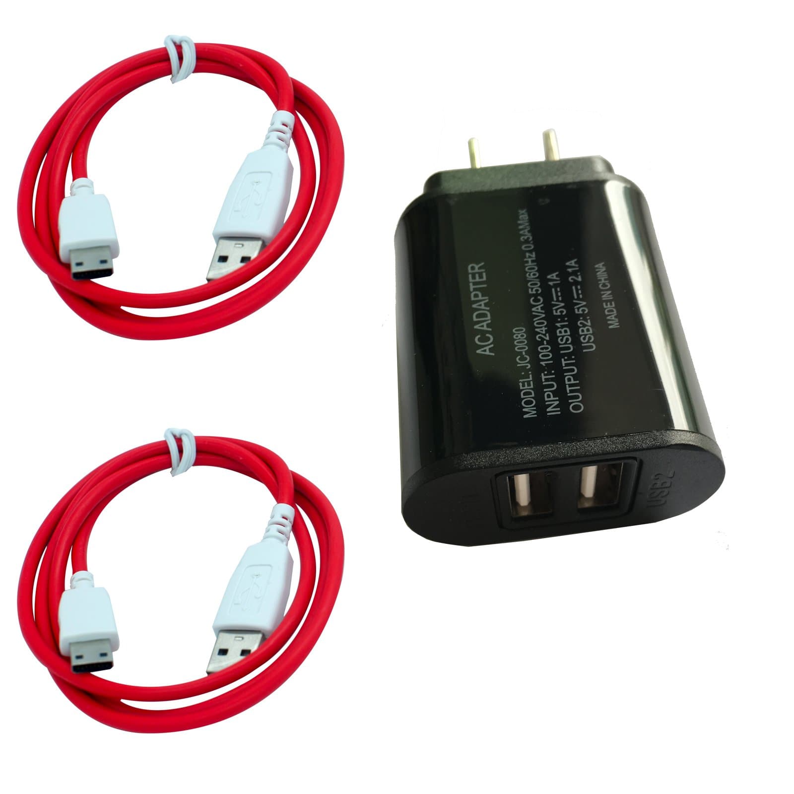 Rosefray[2-Pack] 3.28ft Cable for DreamTab, nabi 2S, nabi Jr, Jr. S, XD, Elev-8 Tablet with Black Duble USB 5V 2A Power Charger (NABI-USB)