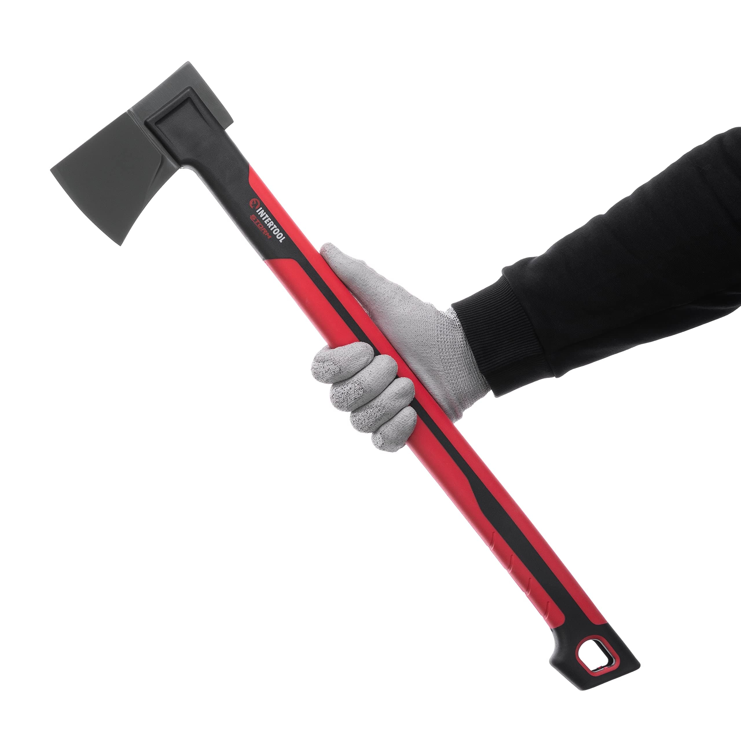 INTERTOOL 24” Mid-Size Scout Axe, Long Camp Hatchet, Splitting, Chopping, Felling, Kindling, Survival, Shock Absorbing MAX Grip Handle, Sheath, Storm HT08-0293