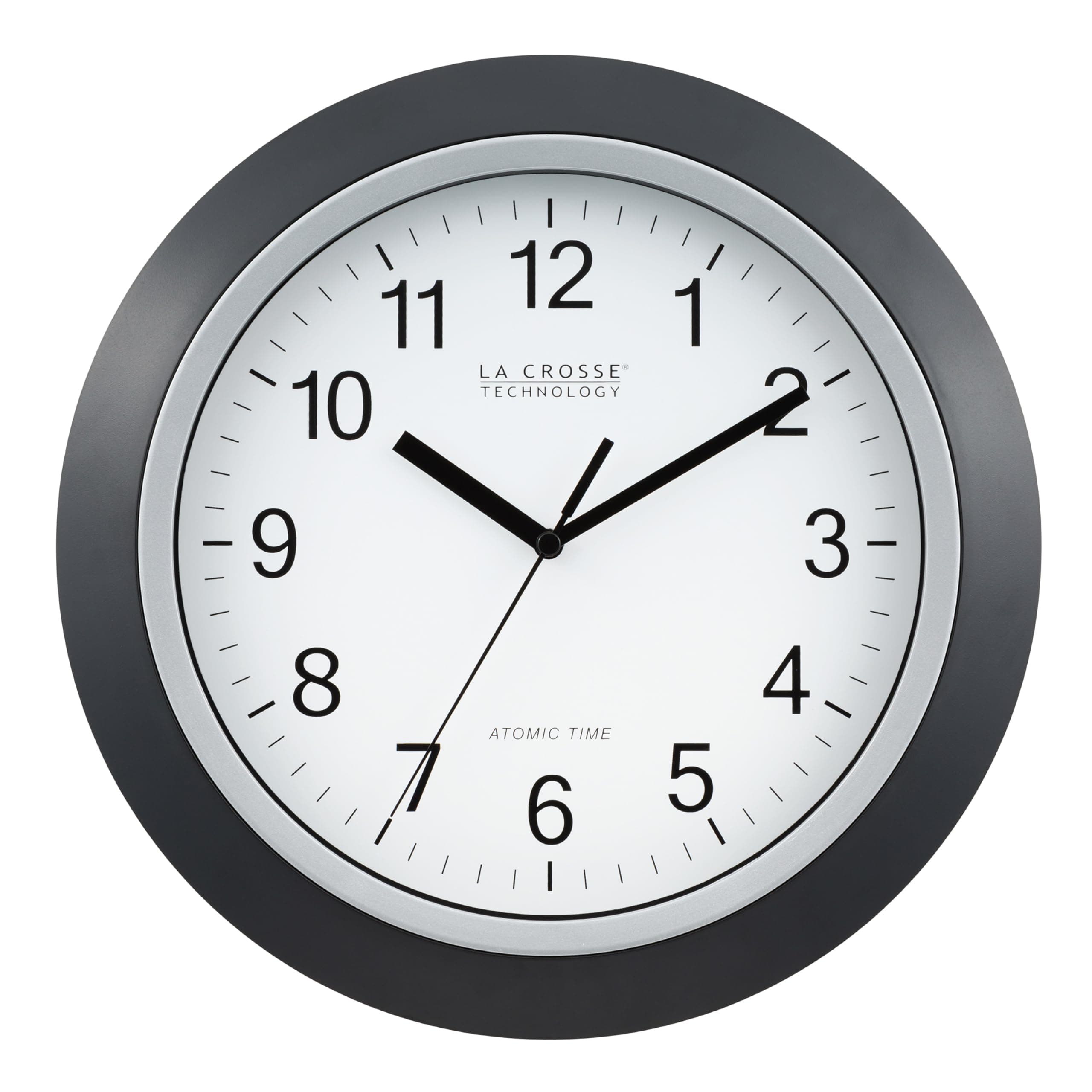 WT-3129B 12 Inch Atomic Analog Wall Clock, Pack of 1, Black