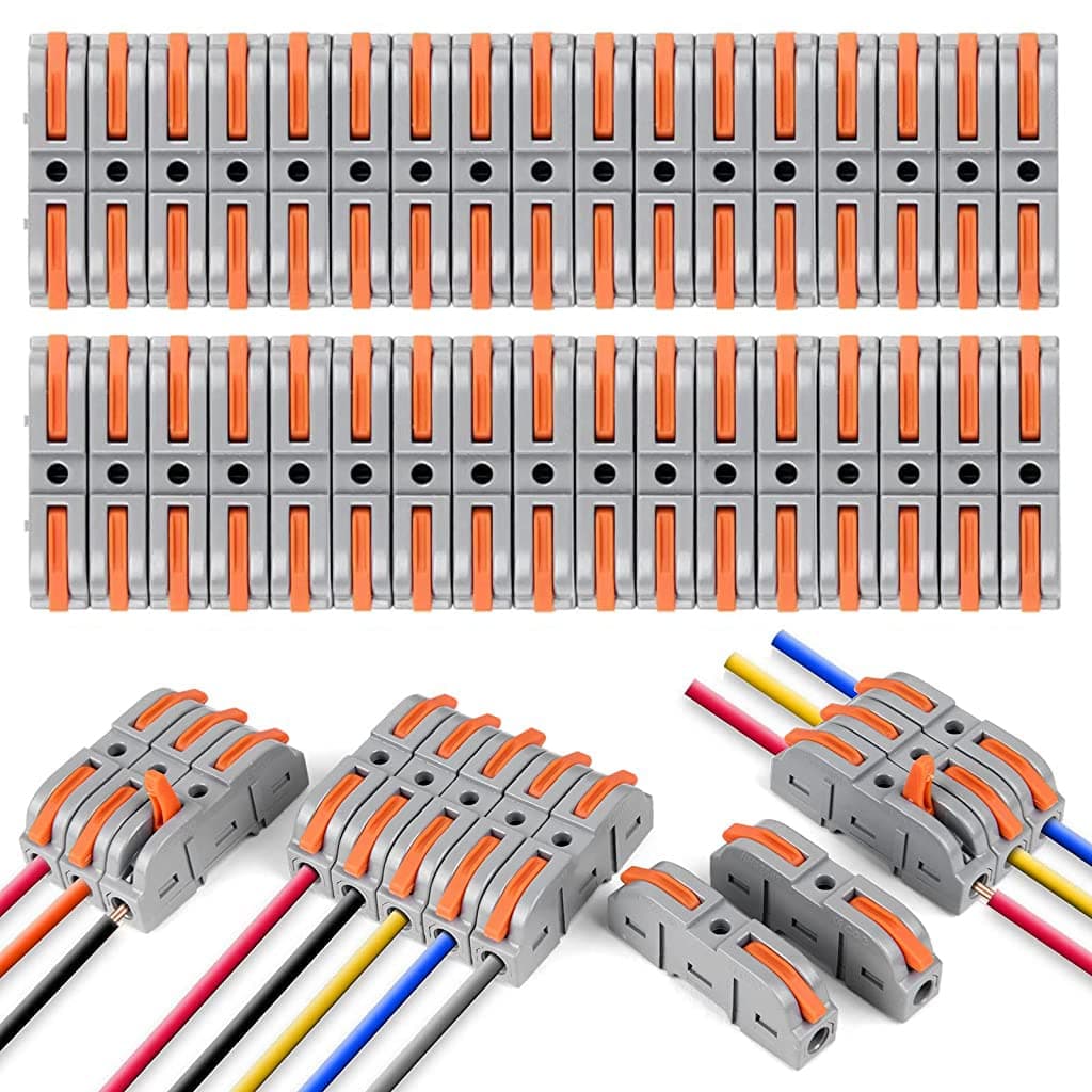 Wire Connector, 34Pcs Universal Connection Terminals, Circuit Inline Splices Electric Connectors, SPL-1 Clamp with Actuation Lever, 4 mm² Conductor Clamp, Quick & Freely Assemble