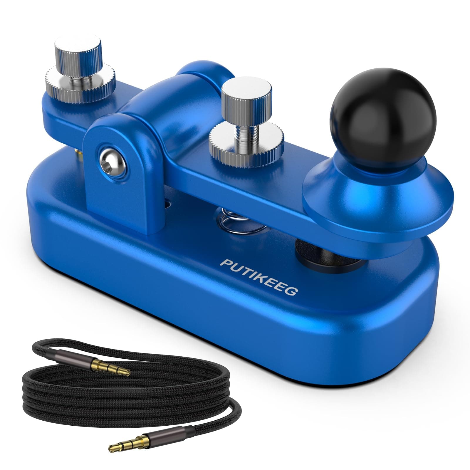 Mini Classical Morse Code Key - CW Morse Code Keys Automatic Morse Aluminum Alloy Radio Ham Send Telegram Morse Code Key with Adjustment Body Neodymium Magnets Base - Blue