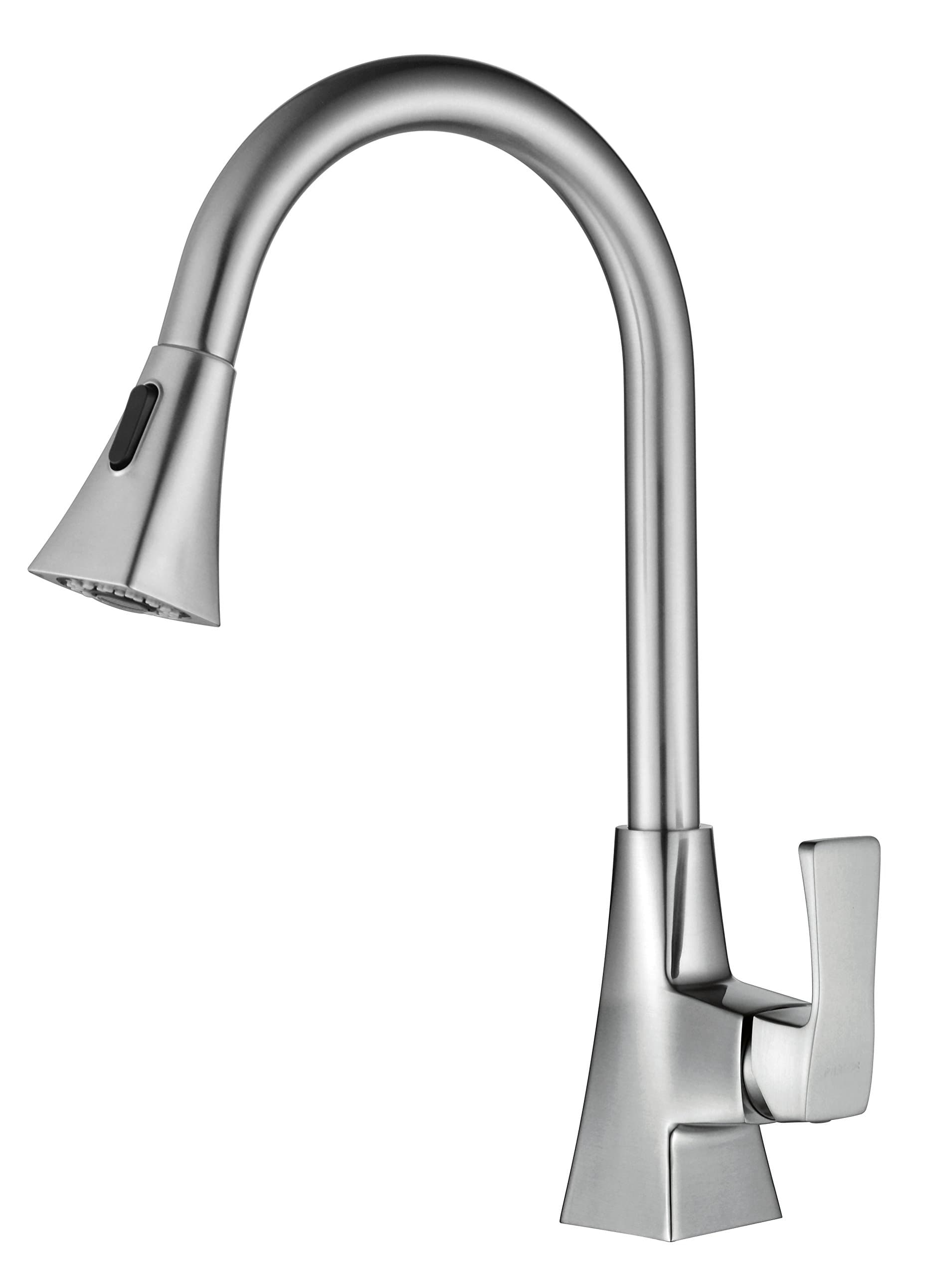 PARLOS Pull Down Kitchen Faucet, Single Handle High Arch Pull out Kitchen Sink Faucets Mixer Tap with Water Supply Lines, Brushed Nickel, Doris 13636