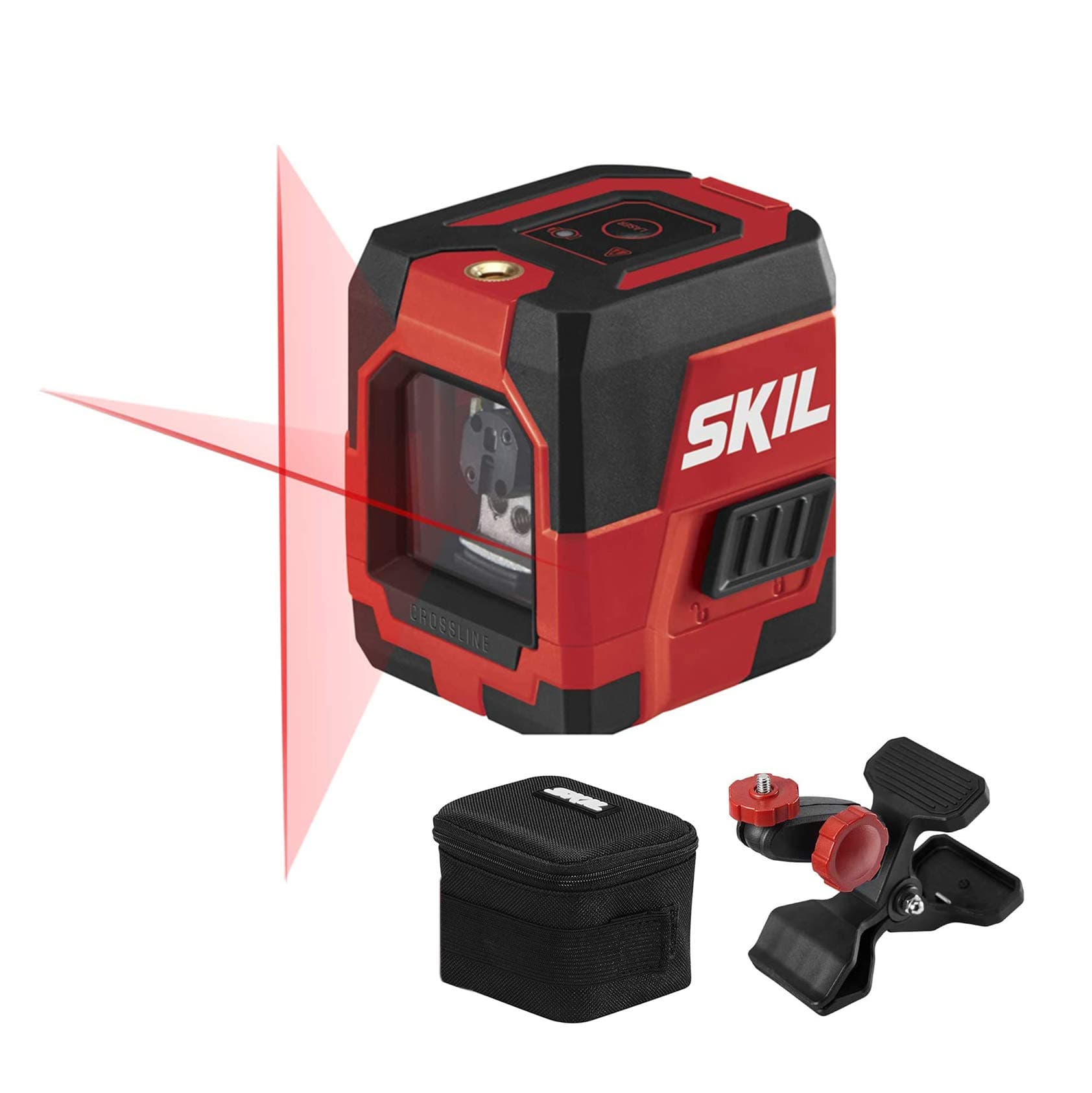 50ft. Red Self-Leveling Cross Line Laser Level with Horizontal and Vertical Lines, Rechargeable Lithium Battery with USB Charging Port, Clamp & Carry Bag Included - LL932301